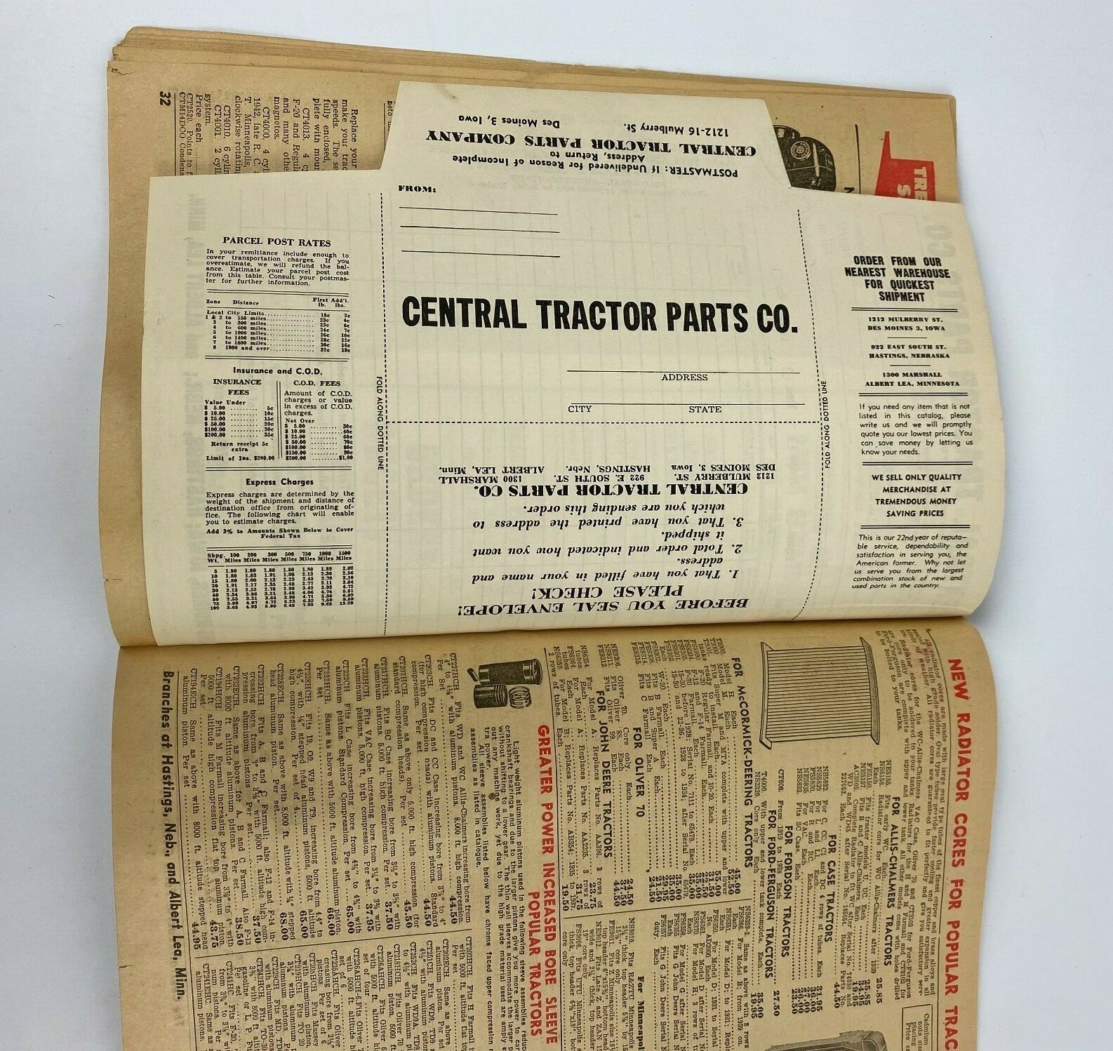 1957 Central Tractor Parts Co. Catalog Book John Deer Caterpillar Ford Farmall