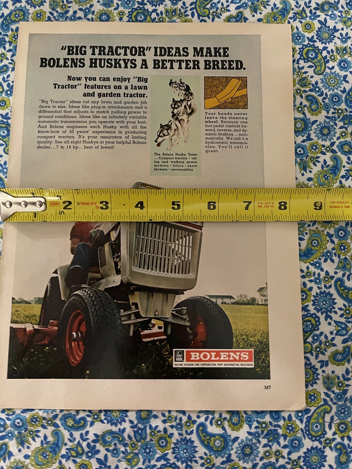 Vintage 1970 Bolens Big Tractor Print Ad Lawn Mower