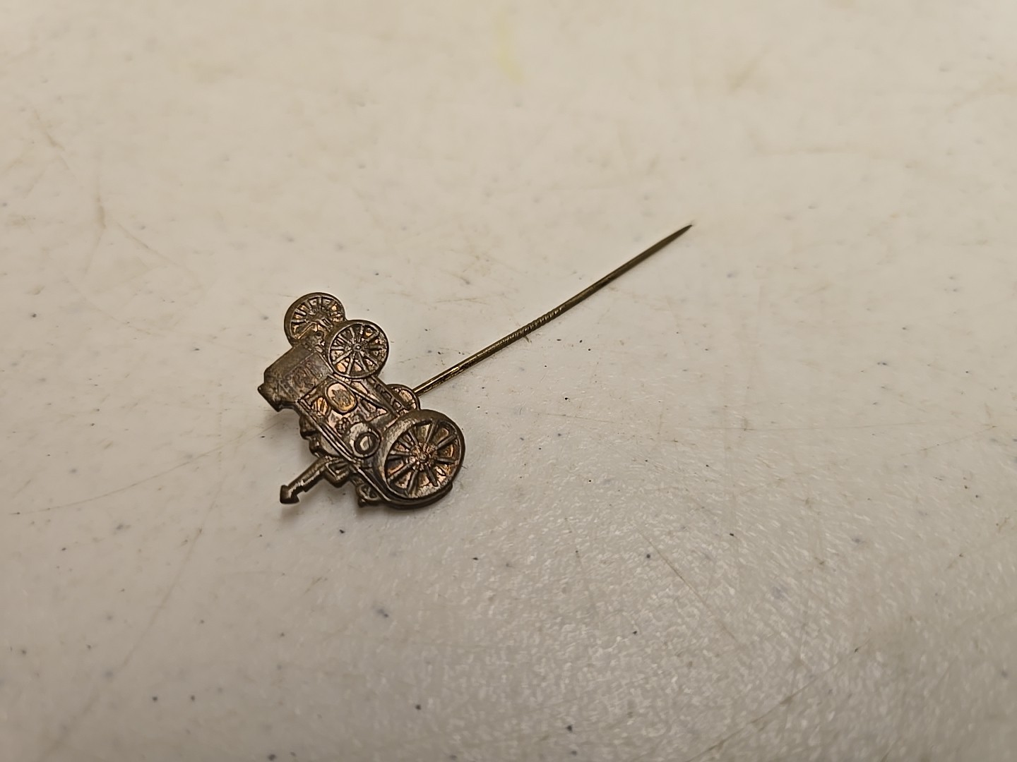 Antique 2.5&Prime; Brass Advance-Rumley La Porte IN Advertising Tractor Stick Pin