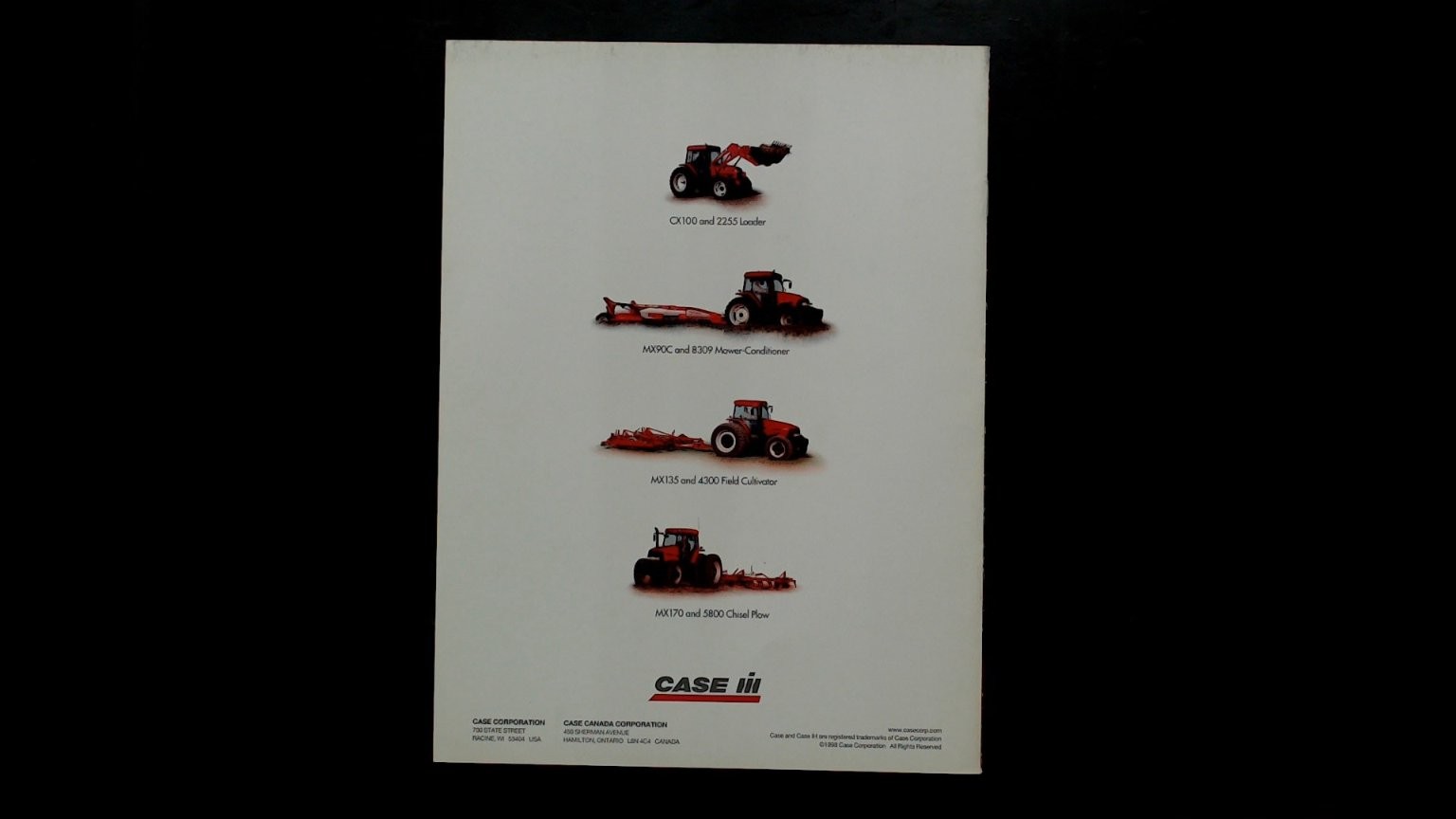 Case IH 1988 Agricultural Brochure Tractor Loader Cultivator Mower