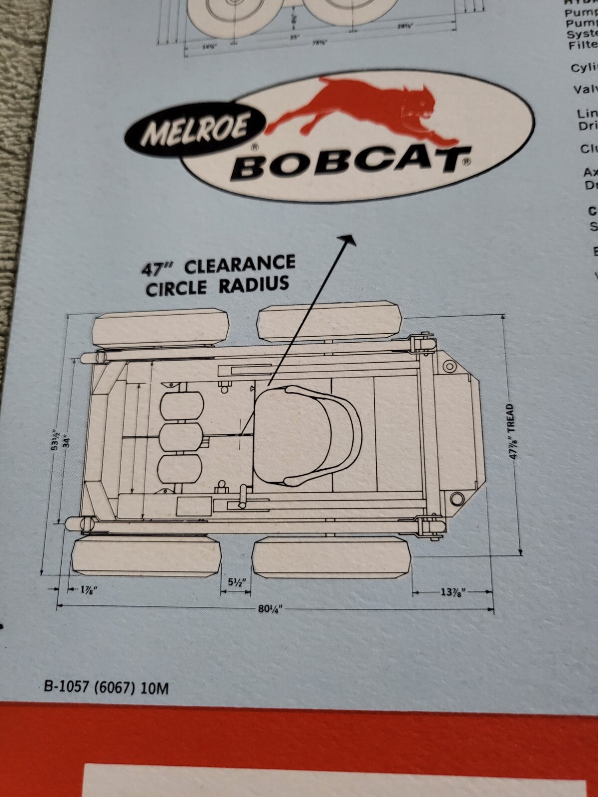 Vintage 1967 BROCHURE Melroe Bobcat Skid Steer Loader M600 25hp Wisconsin engine