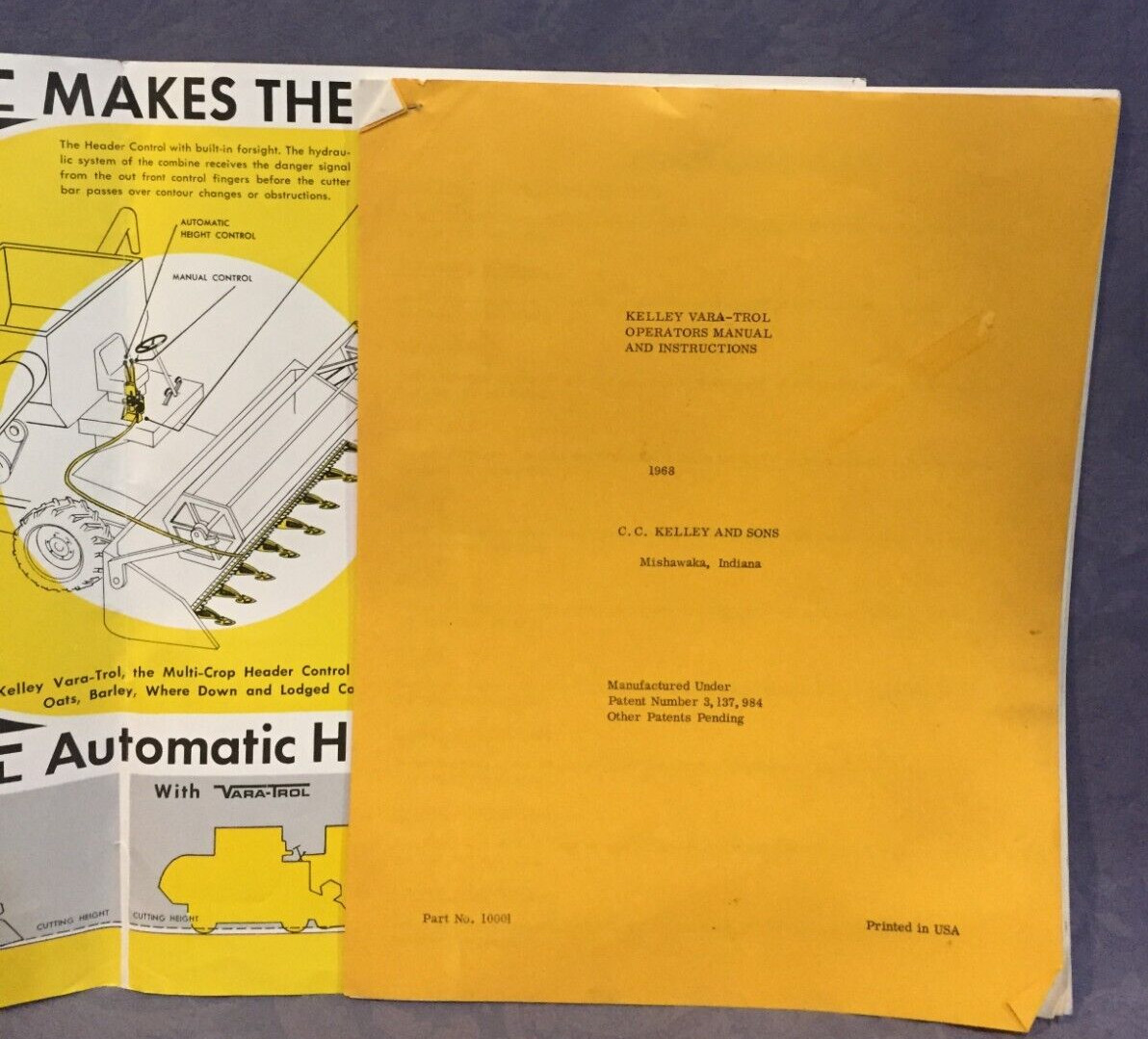 Kelley Farm Equipment Vara-Trol Multi-Crop Header Control VT 2000 Sales Brochure
