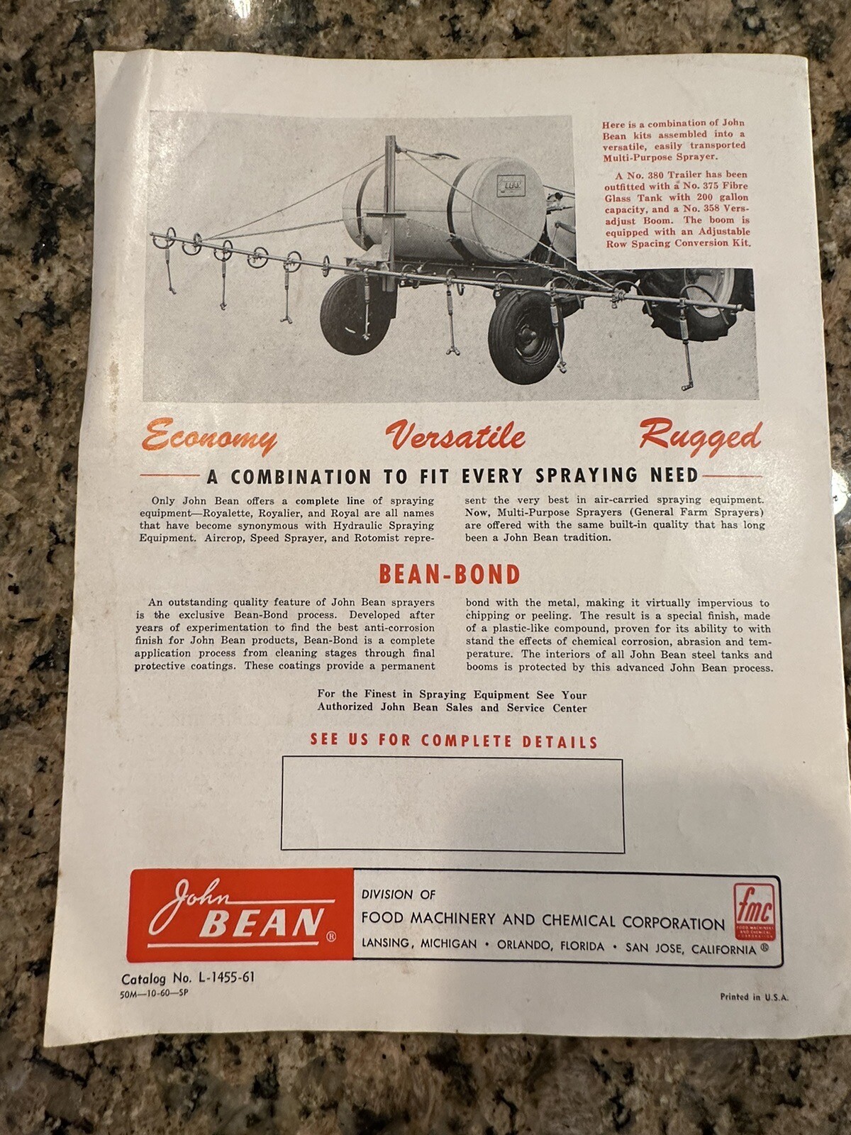 John Bean Speed Sprayer catalog 1961 (23J)