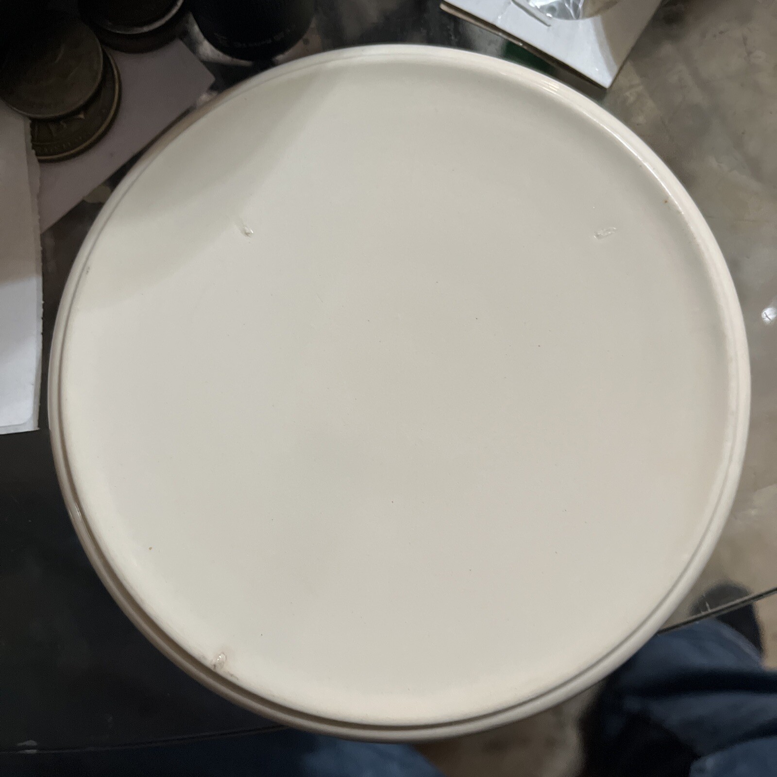 Vtg. HB. Hennig Advertising CERAMIC ASHTRAY – 6 3/4&Prime; Dia. – Farm/Barn