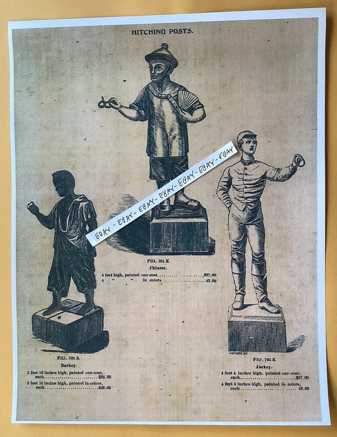 1890s HORSE HITCHING POST JOCKEY CHINESE BLACK AMERICANA 4’ HIGH $42 COST NEW AD