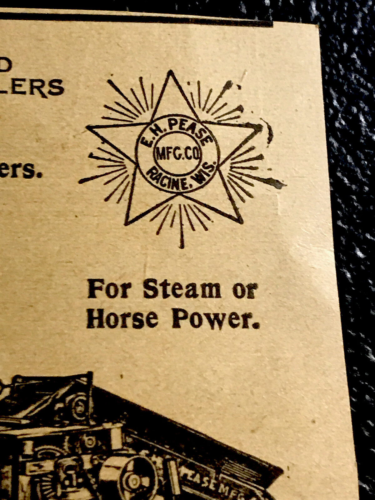 ORIGINAL 1897 Racine Corn Shellers & Pease Advertising – Wisconsin