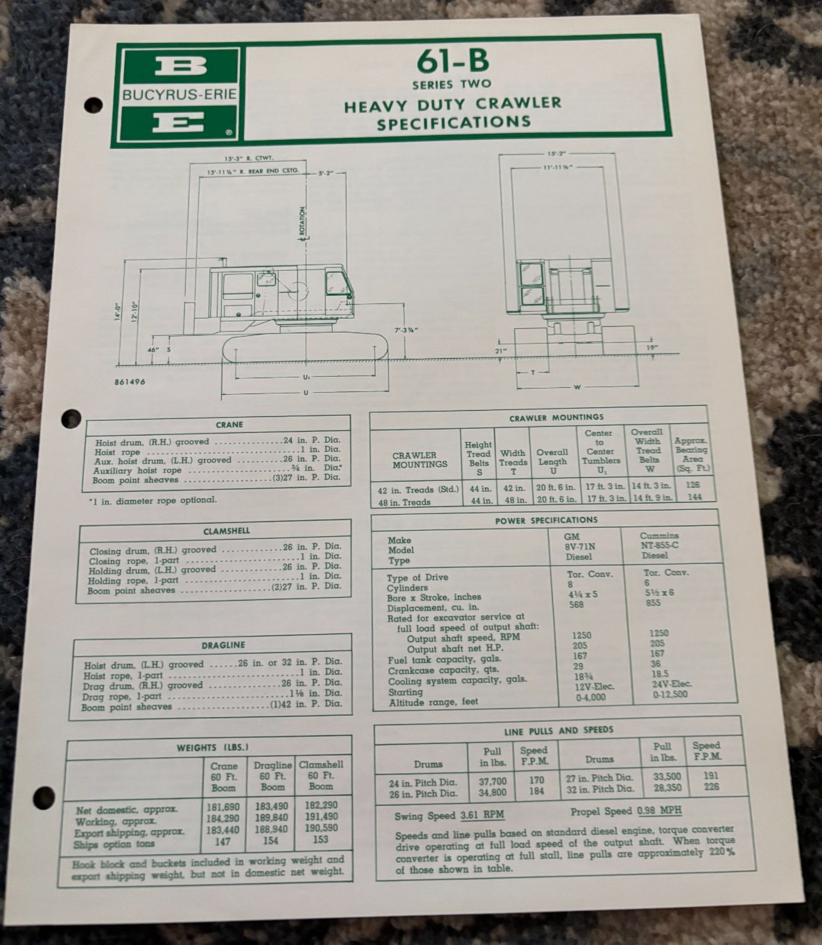 Bucyrus Erie 61-B Series 2 Heavy Duty Crawler Specifications Brochure DCPA25