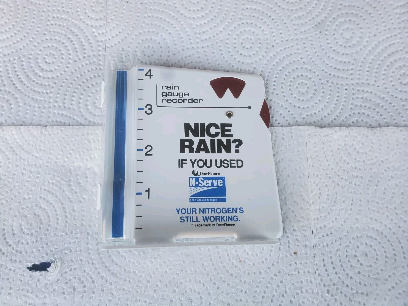 Metal Rain Guage N-serve Stabilized Nitrogen Dow Elanco Farm Fertilizer