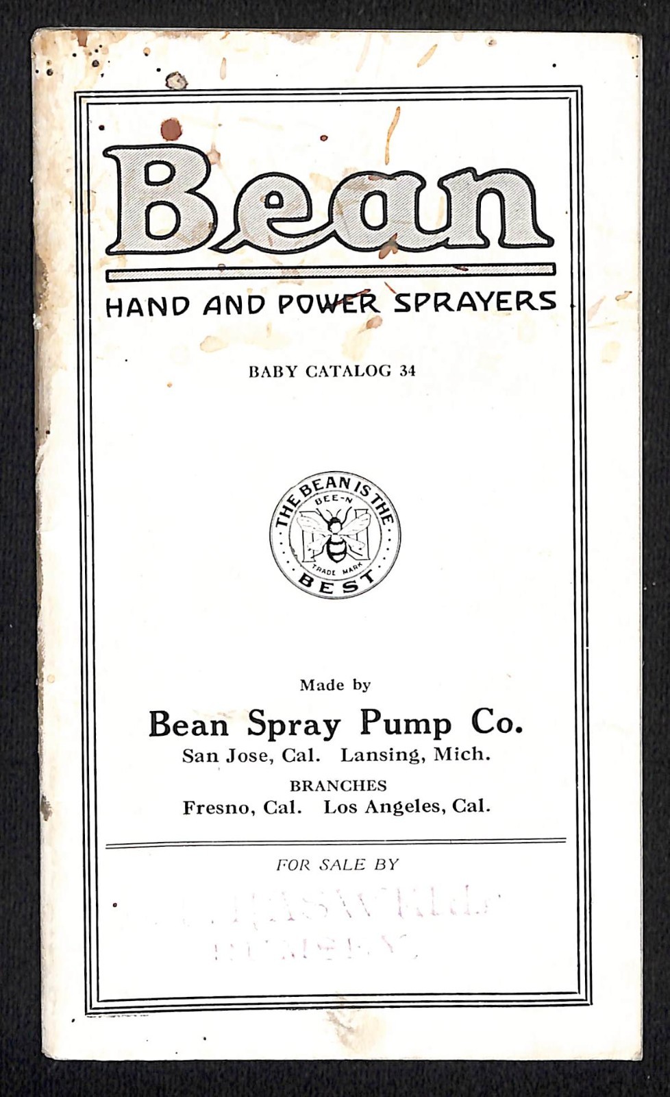Bean Spray Pump Co Lansing, MI Hand and Power Sprayers Catalog No. 34 32pp (#2)
