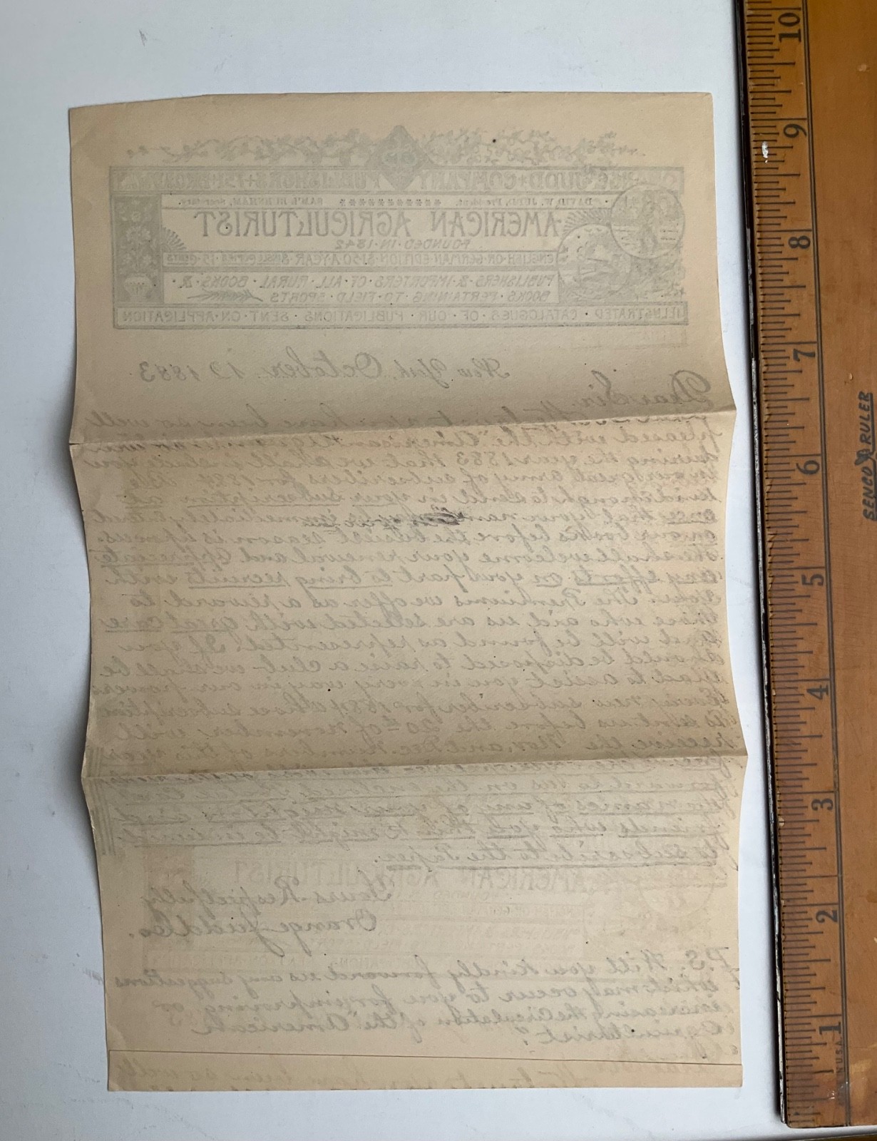 1883 American Agriculturist Orange Judd Advertising Mailer Return Card Cover WOW