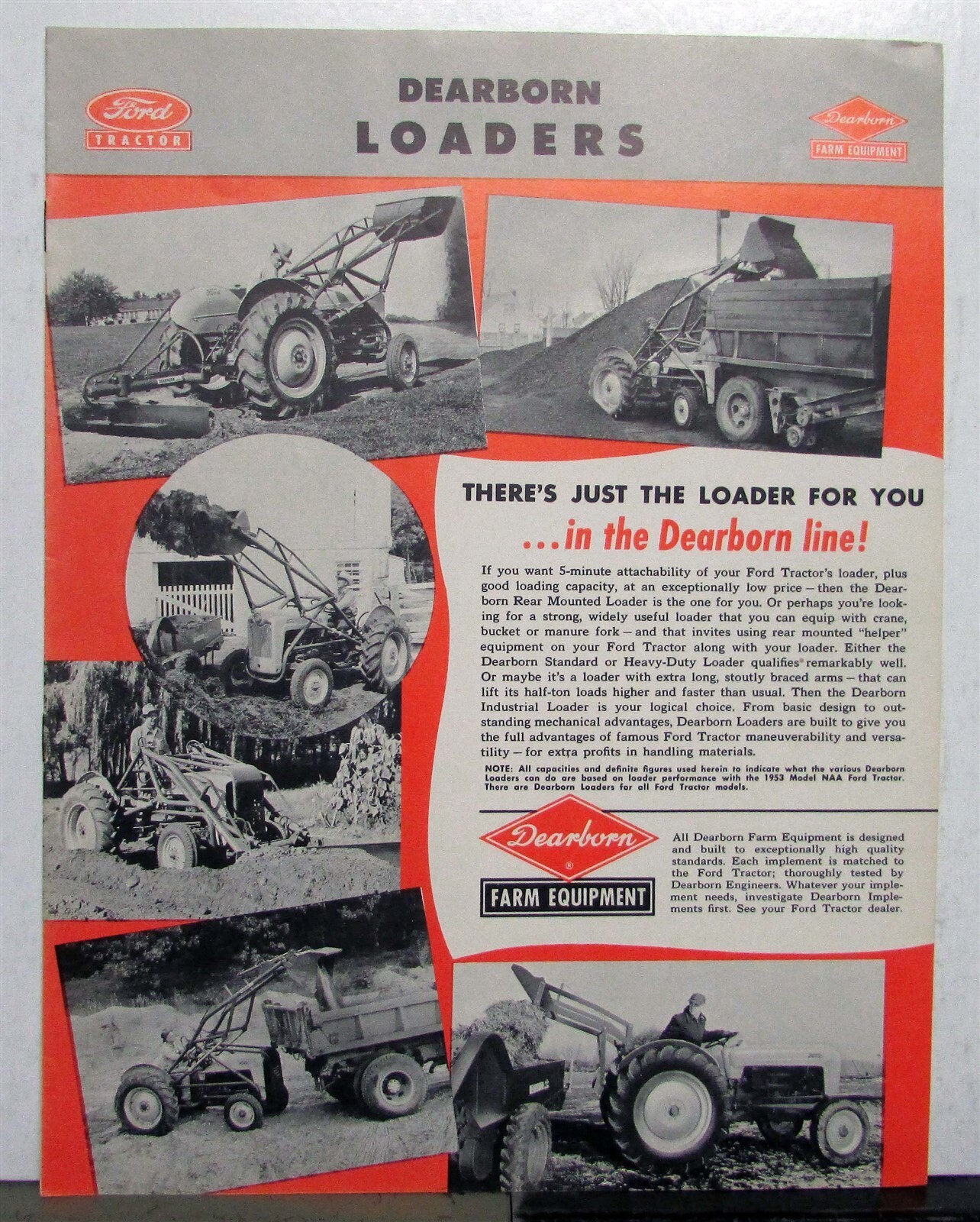 1953 Ford Dearborn Loaders Farm Equipment Specification Construction Brochure