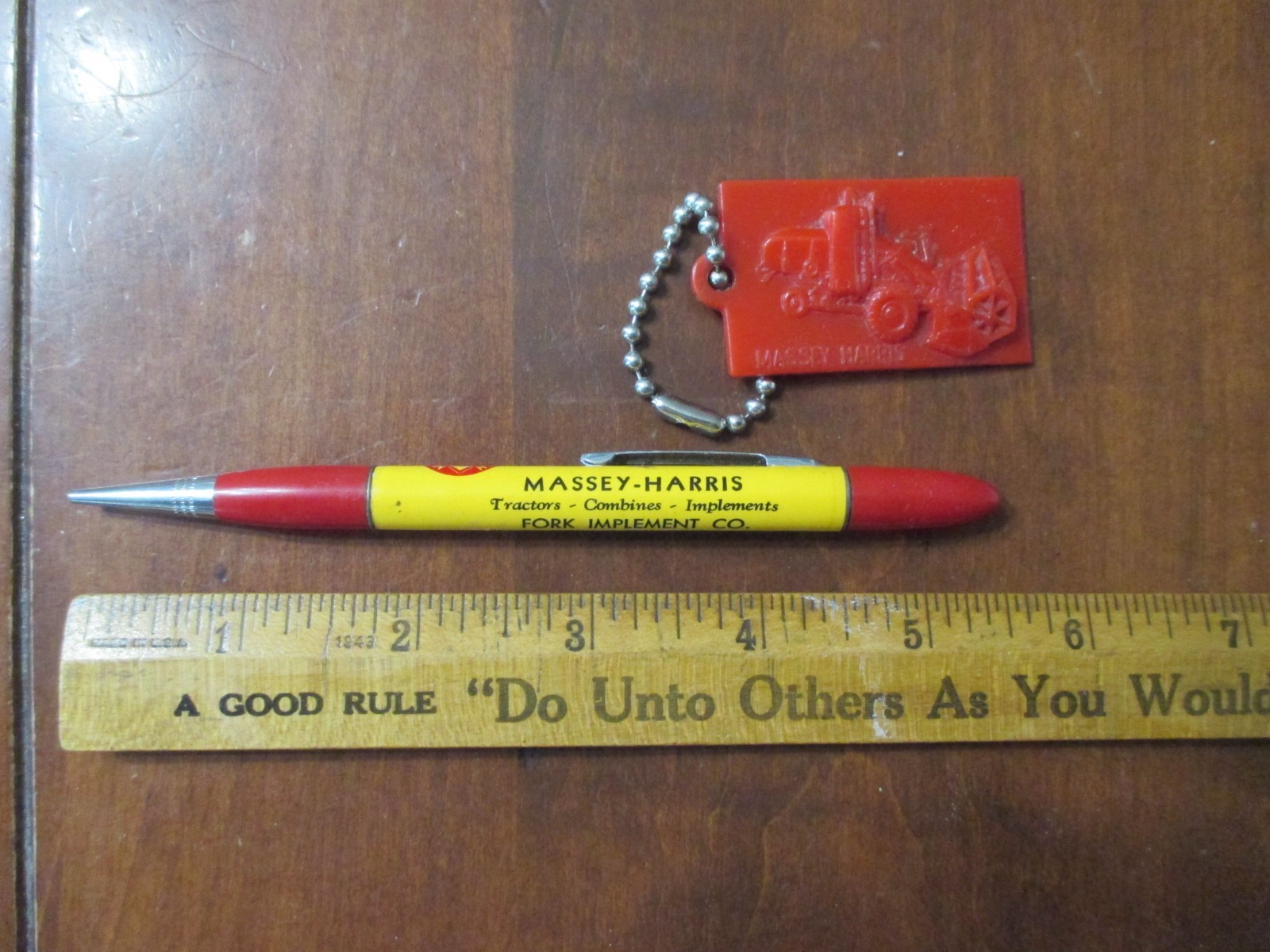 Set of 2 Massey-Harris tractor advertising items, mech.pencil, key chain, Ohio