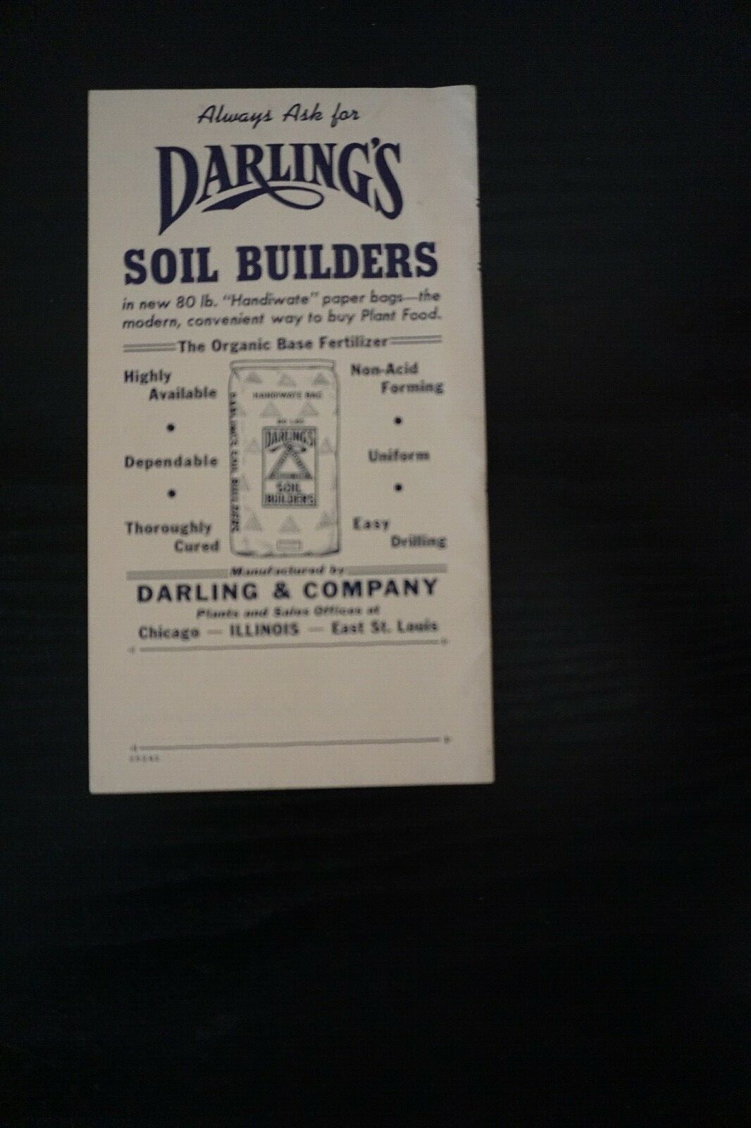 VINTAGE DARLING&rsquo;S SOIL BUILDERS FOR ALFALFA CLOVER AND SWEET CLOVER, BROCHURE AD
