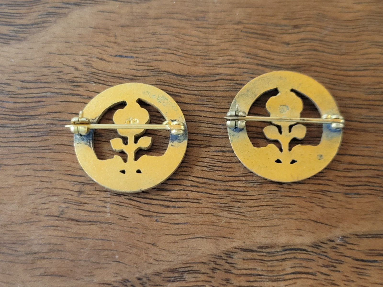 Vintage Society Of Farm Women – Pennsylvania Red Flowers Floral Pins x2