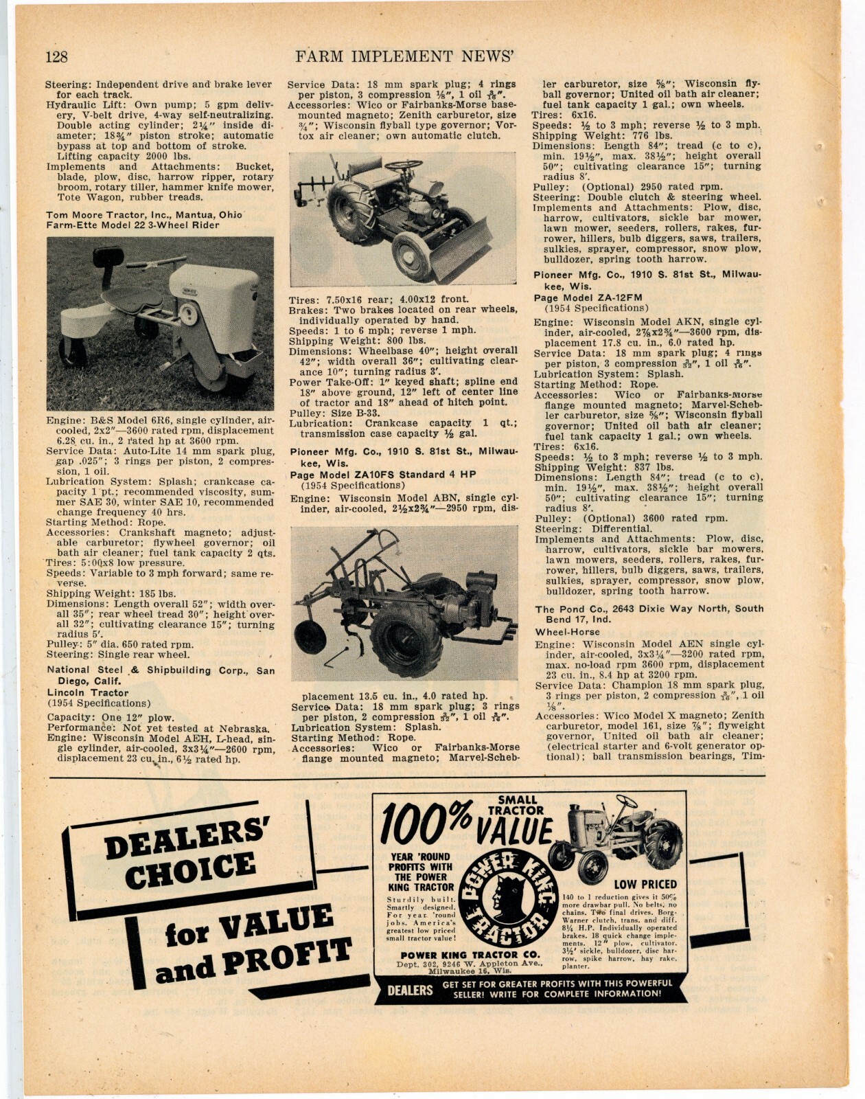 1955 Power King Tractor Ad: « Dealer&rsquo;s Choice » – Milwaukee, Wisconsin