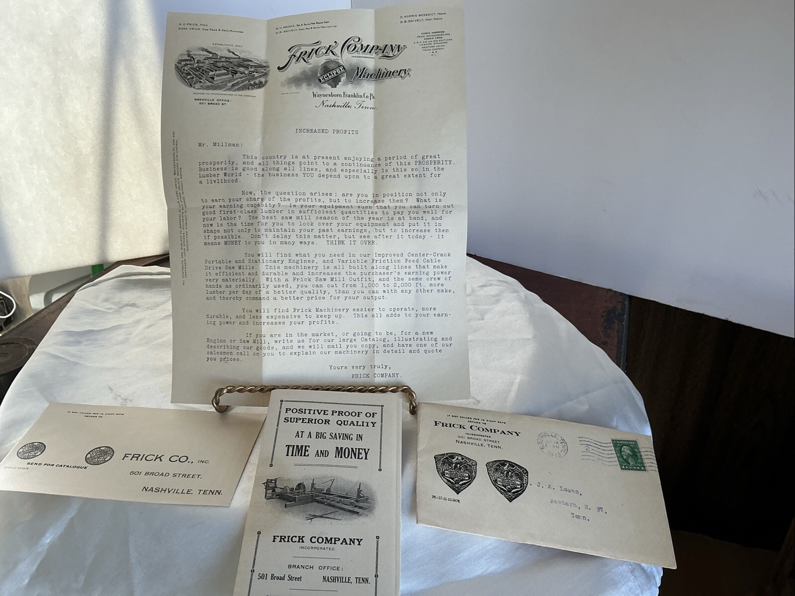Frick Company Eclipse Machinery Nashville Tn 1913 Advertising Brochure & Letter