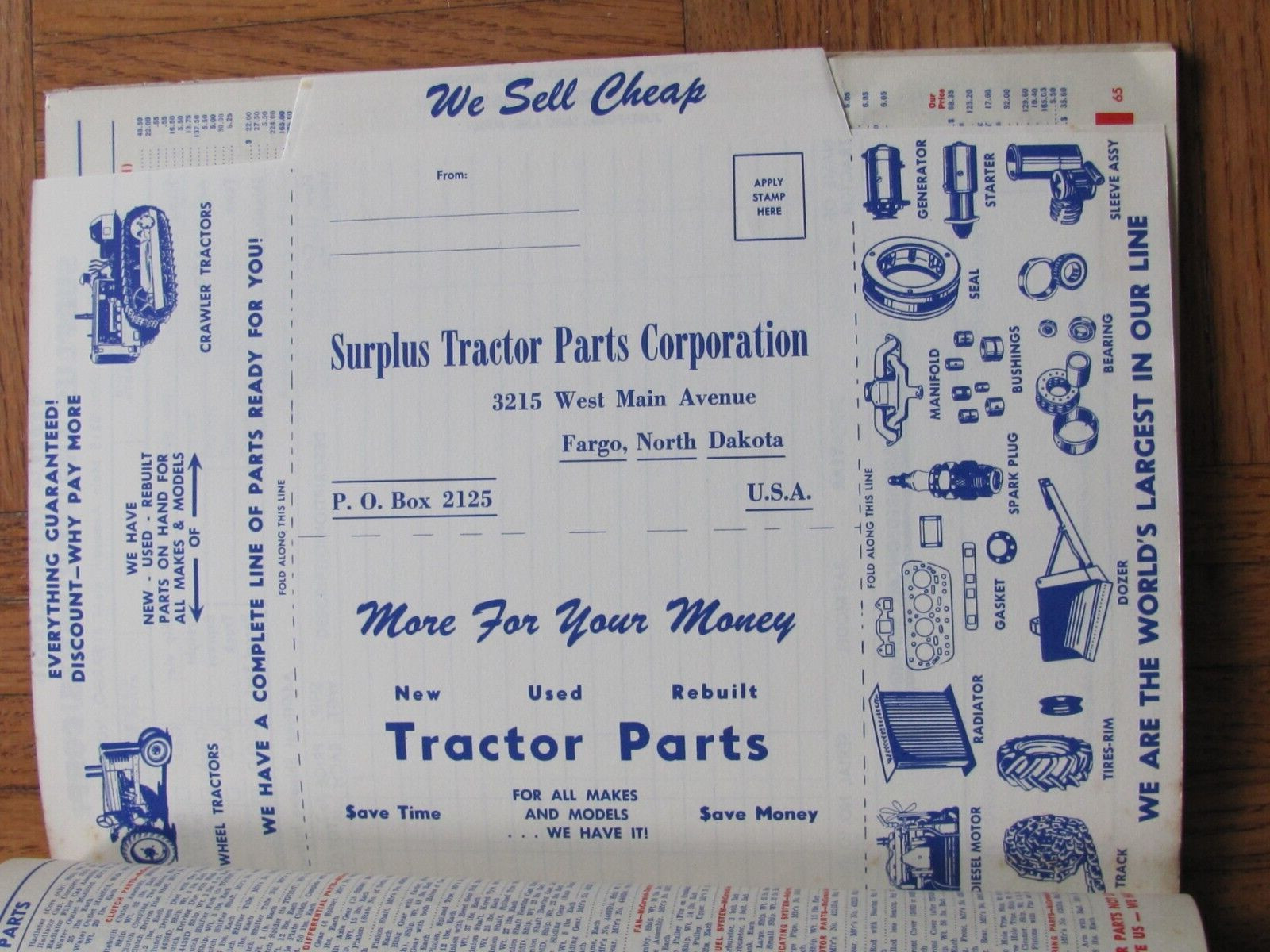 1963 SURPLUS TRACTOR PARTS CO FARGO ND SALES CATALOG FARM