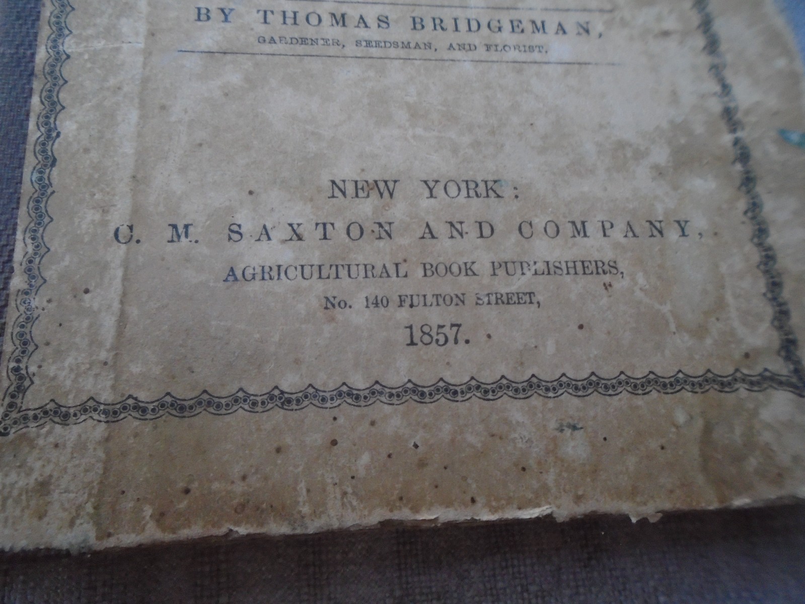 Rare 1857 Seed Catalogue Kitchen Gardner&rsquo;s Instructor Thomas Bridgeman New Ed