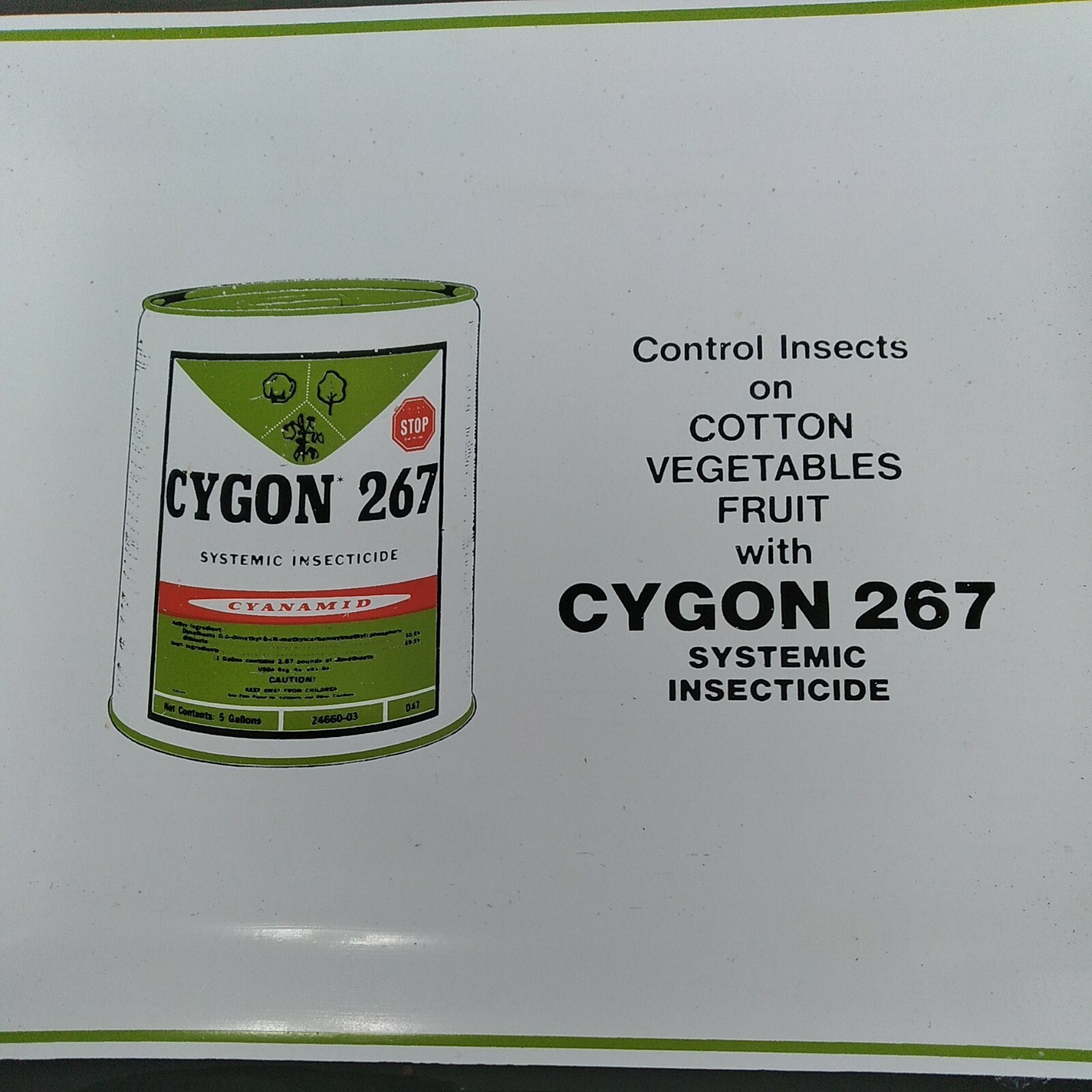 CYGON 267 Insecticide Advertisement On Rectangle Glass Plate
