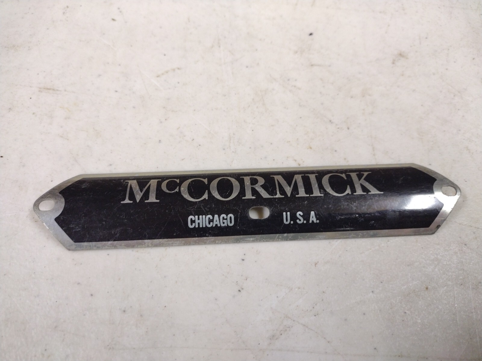 Vintage 6&Prime; McCormick Chicago Metal Nameplate Sign