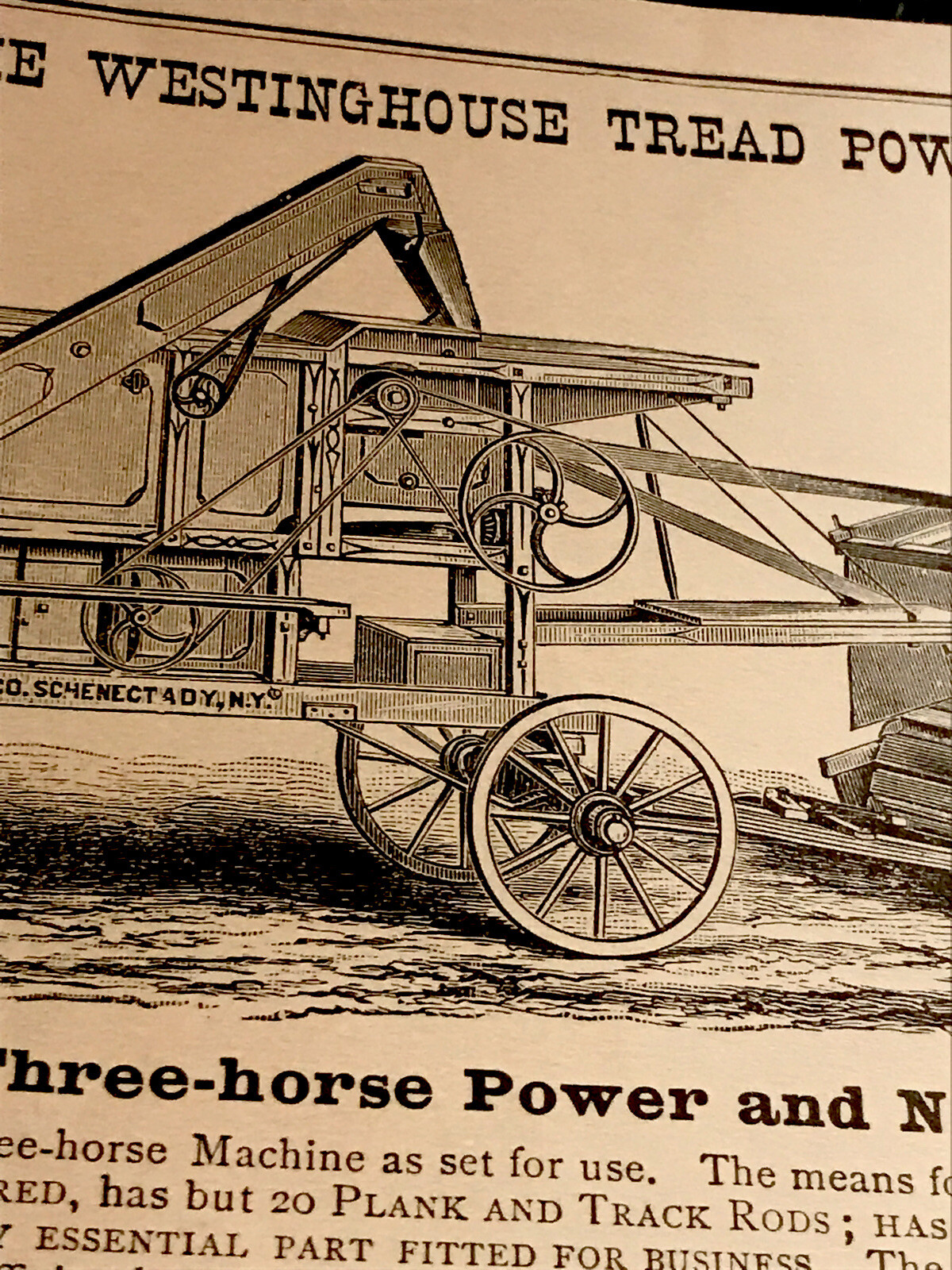The Westinghouse Tread Power Machines No. 3 Thresher Farm Engraving Advertising