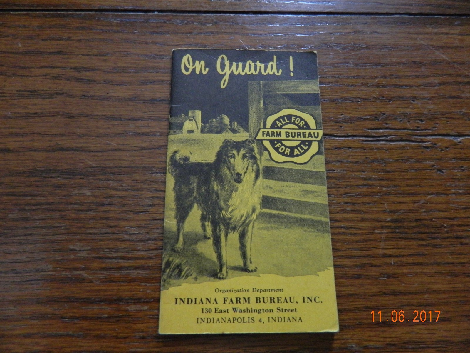 INDIANA FARM BUREAU 1950 POCKET NOTEBOOK CALENDER- COLLIE DOG