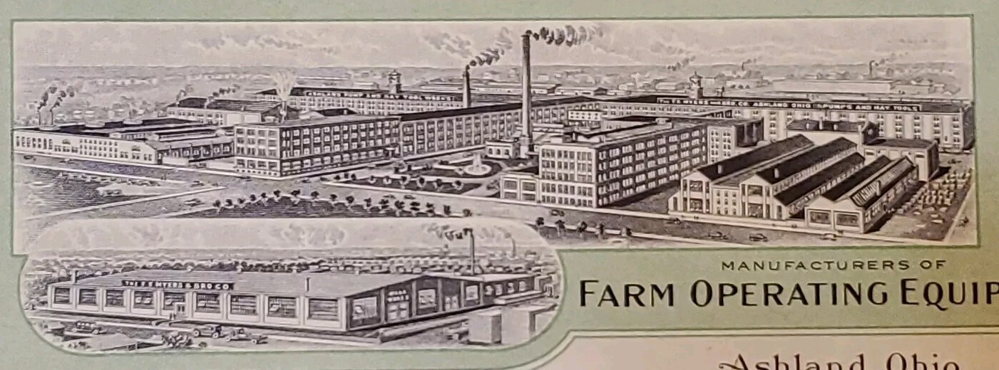 1931 The F. E. Myers & Bro Co Ashland Ohio Beautiful Letter Ephemera