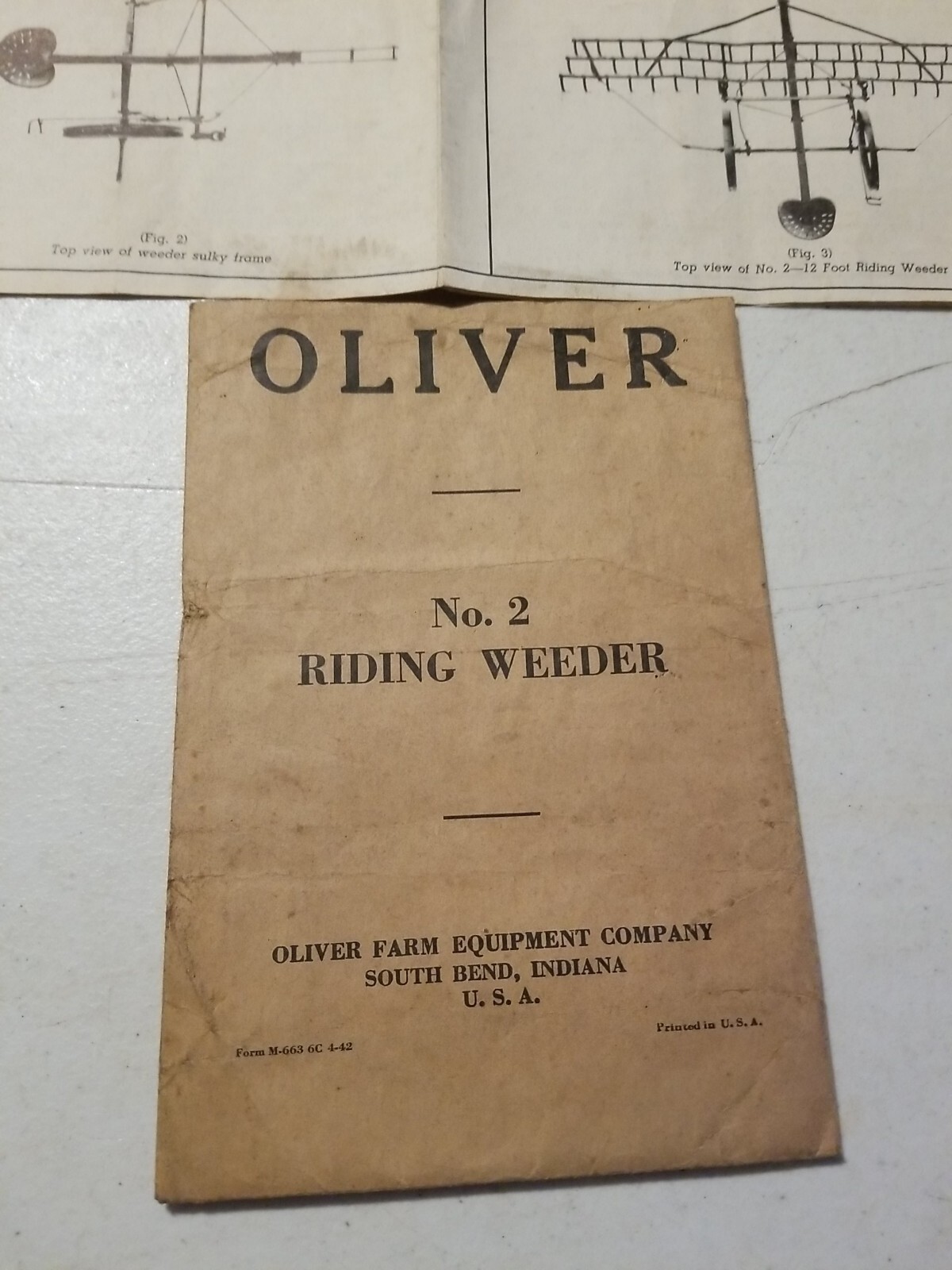 Vintage 1942 Oliver No. 2 Riding Weeder Instructions & Assembly Booklet&Envelope