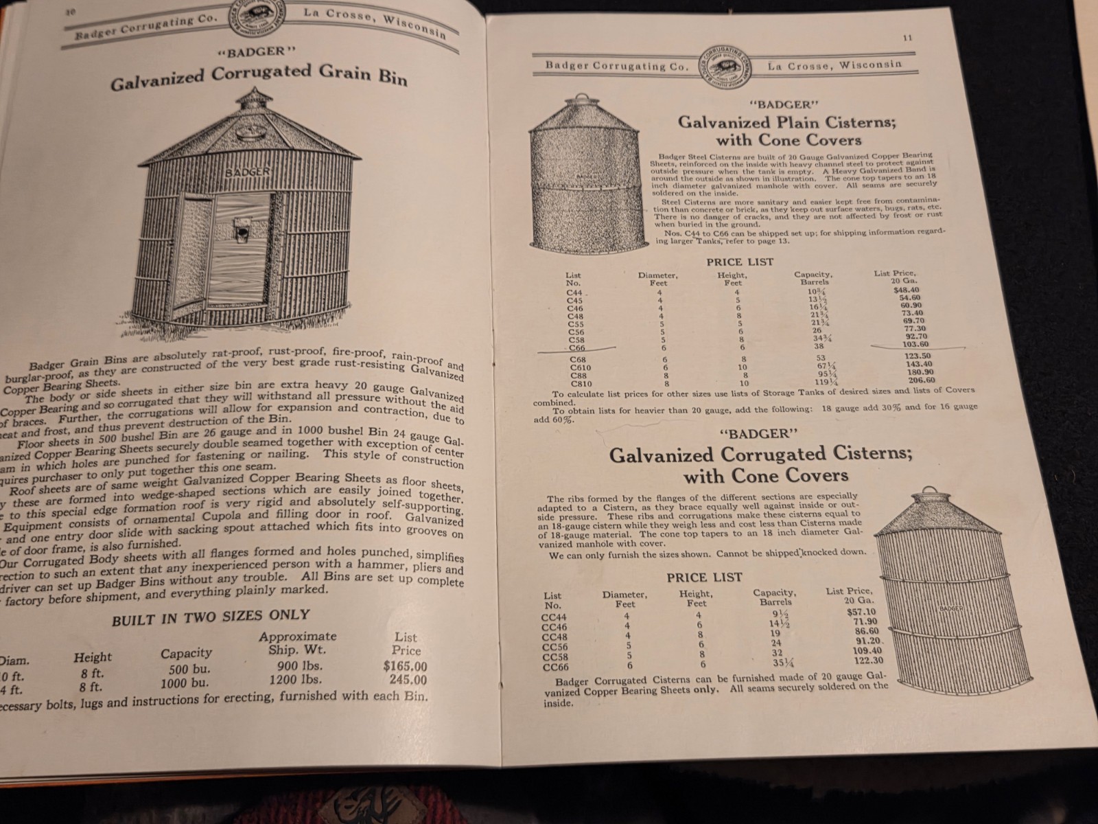 1935 Badger Corrugating Co. Steel Tanks & Troughs Catalog Threshing Wagon