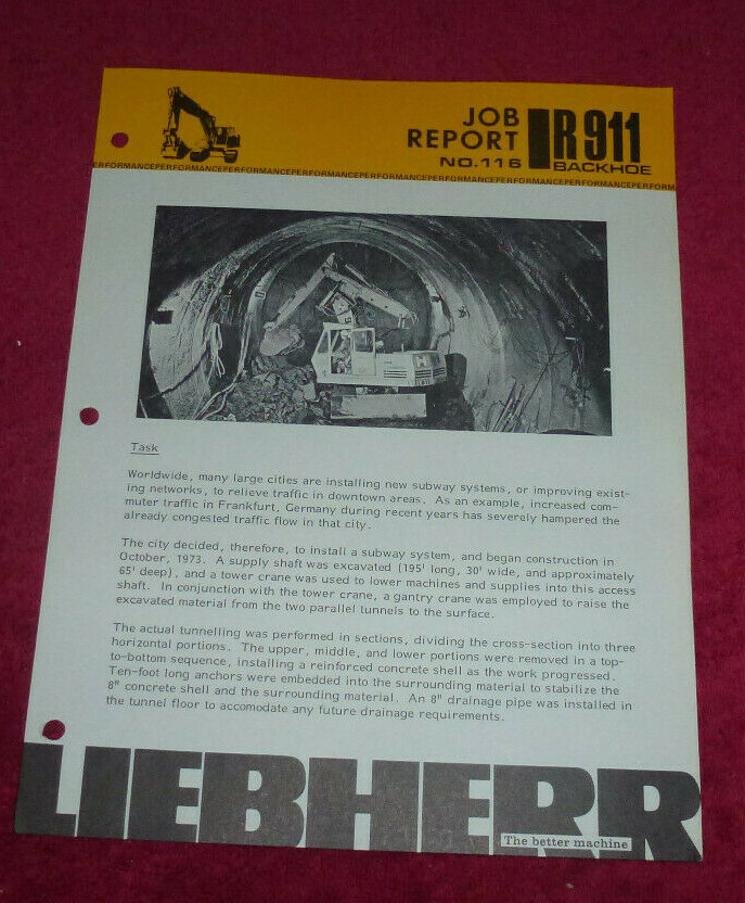 Vintage Liebherr Job Report #116 R911 Backhoe Frankfurt Germany