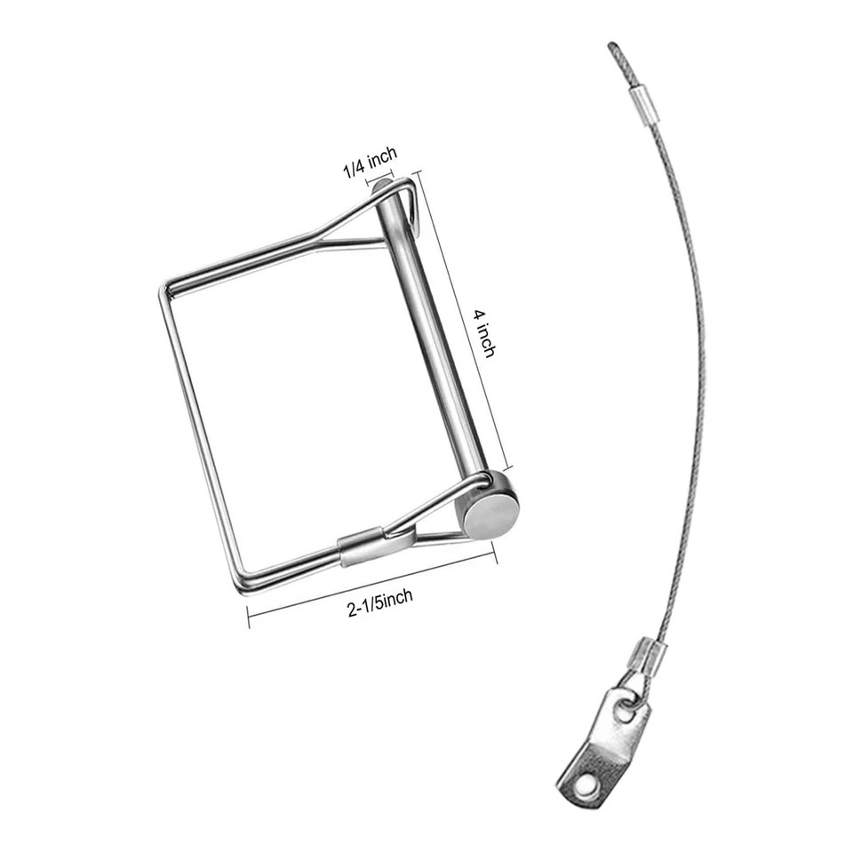 2 Pack 1/4&Prime;x4&Prime; Trailer Coupler Pin with Anti-Loss Cable, Square Wire Lock Pin fo