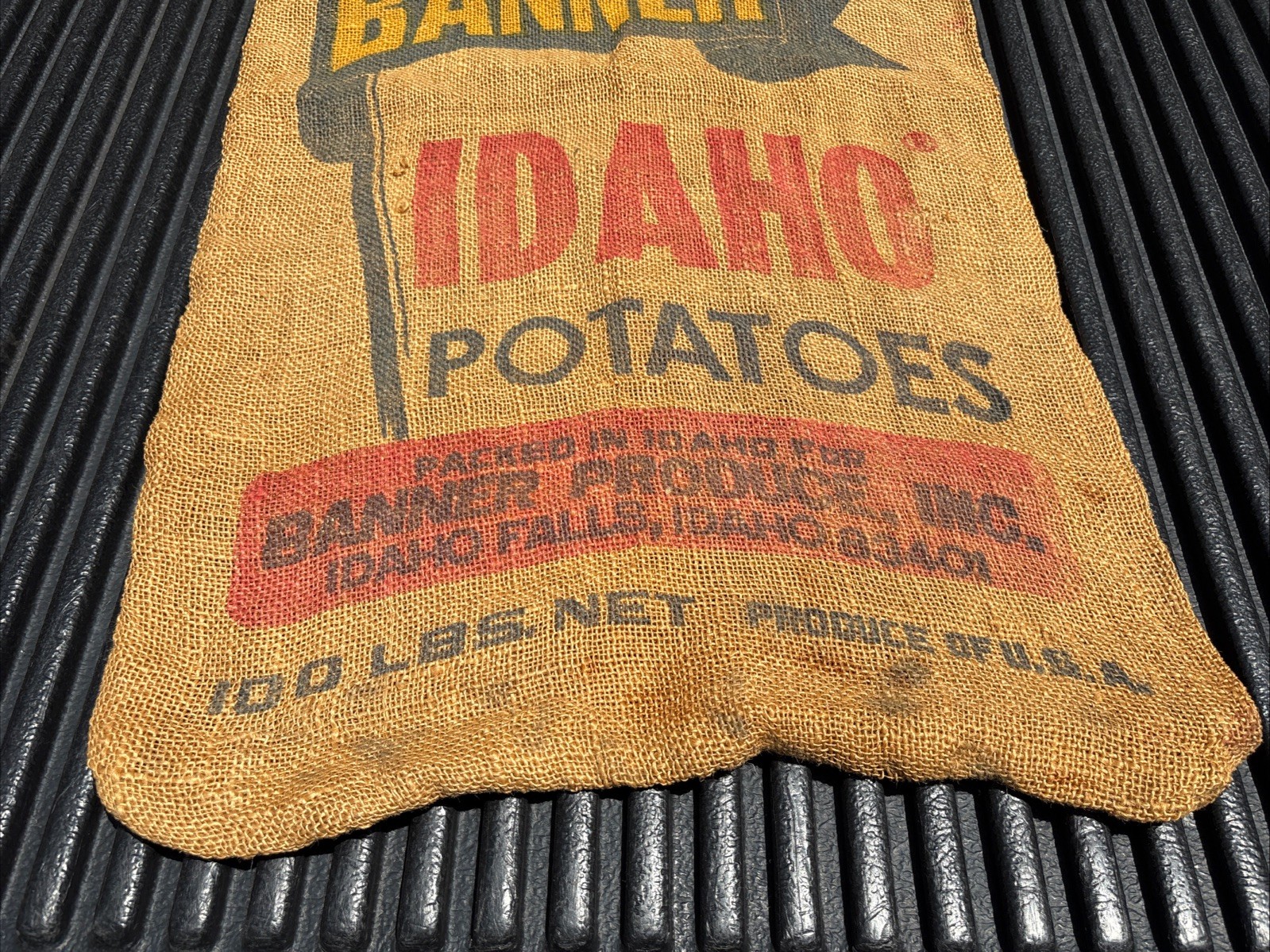 Vintage BANNER Produce Inc. Idaho Potatoes 100 LB USA Burlap Bag Sack