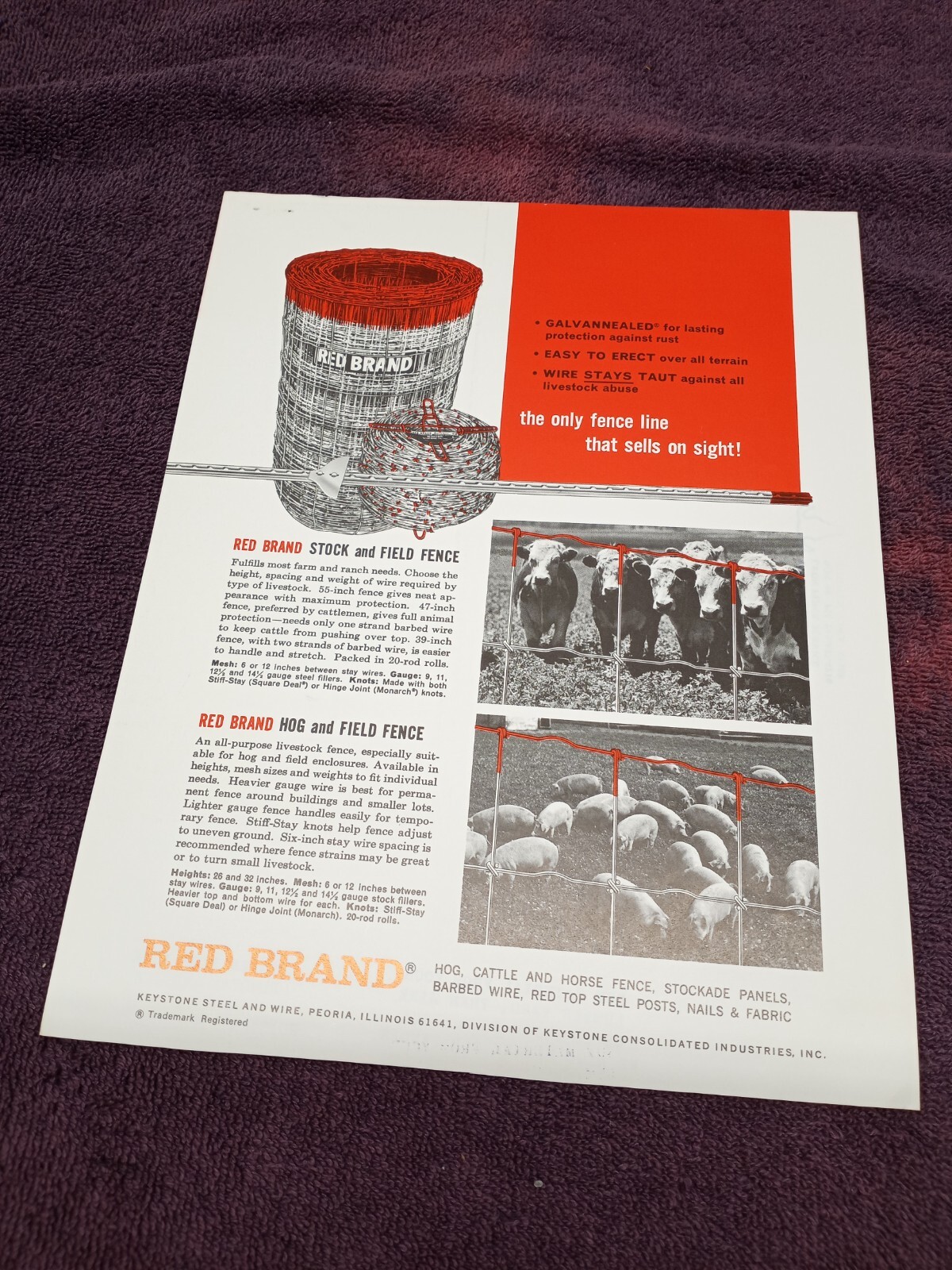 Vintage RED BRAND BARB WIRE AD Brochure