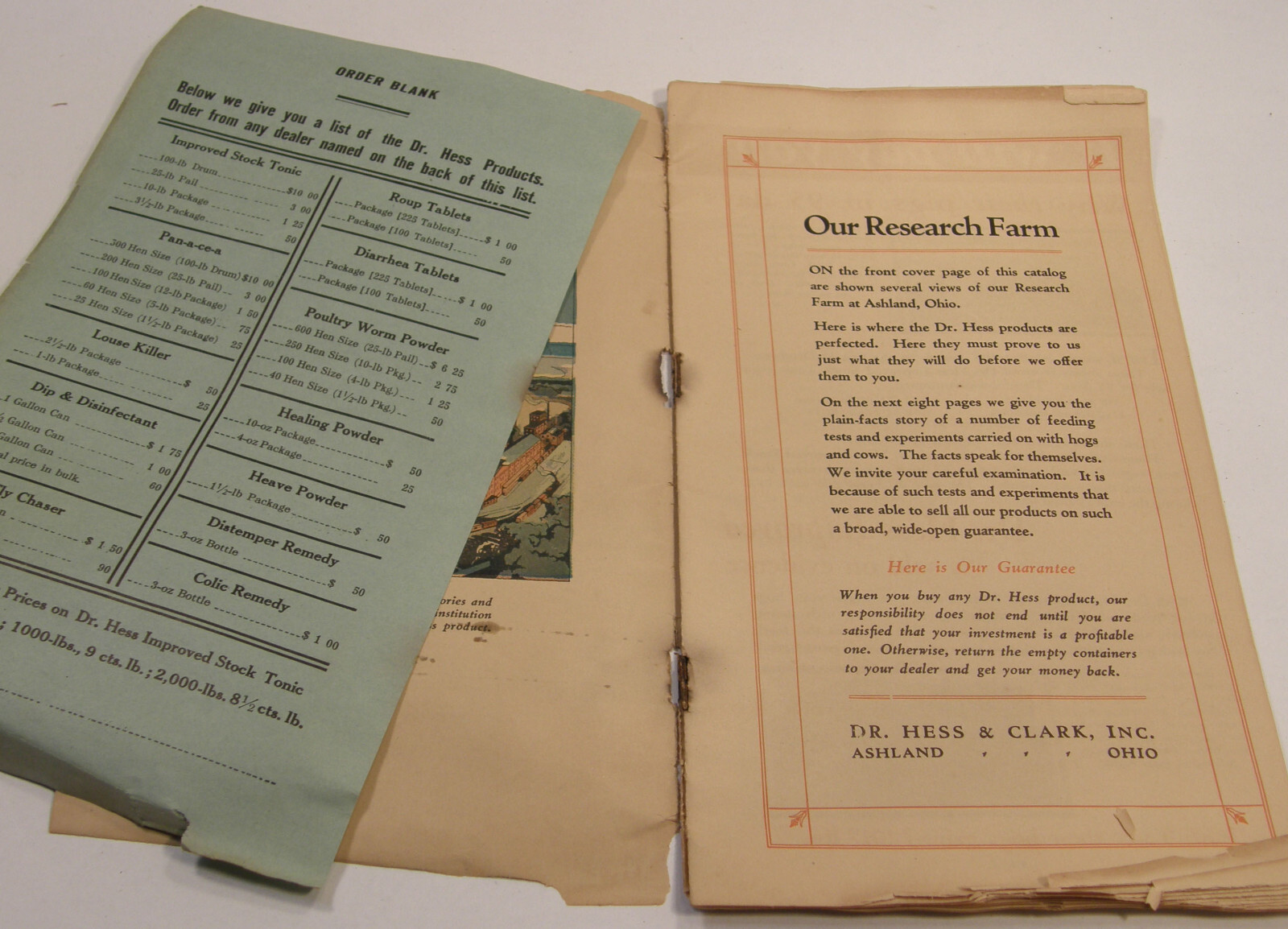 VINTAGE 1927 DR HESS CATALOG ASHLAND OHIO LIVESTOCK POULTRY PIGS COWS REMEDIES