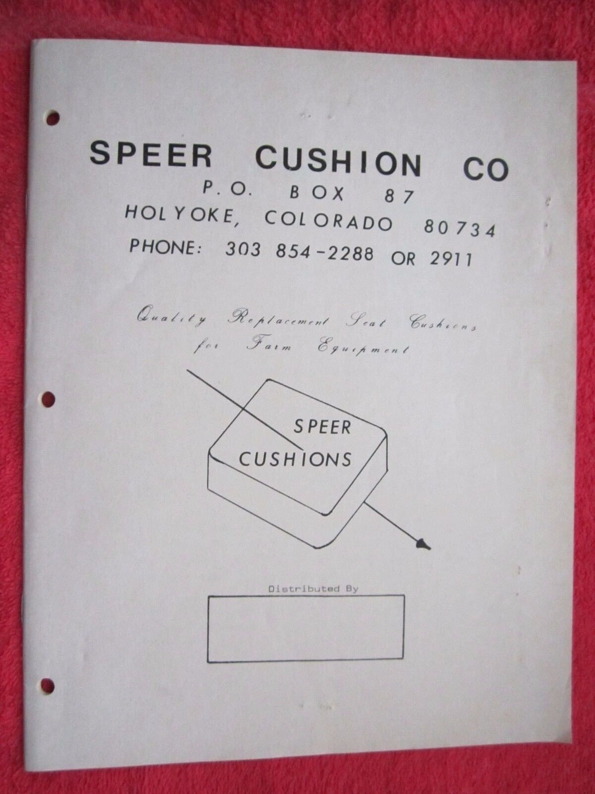 1970&rsquo;s SPEER CUSHION Co. HOLYOKE COLORADO TRACTOR SEAT CATALOG DEERE, AC,CASE,IH