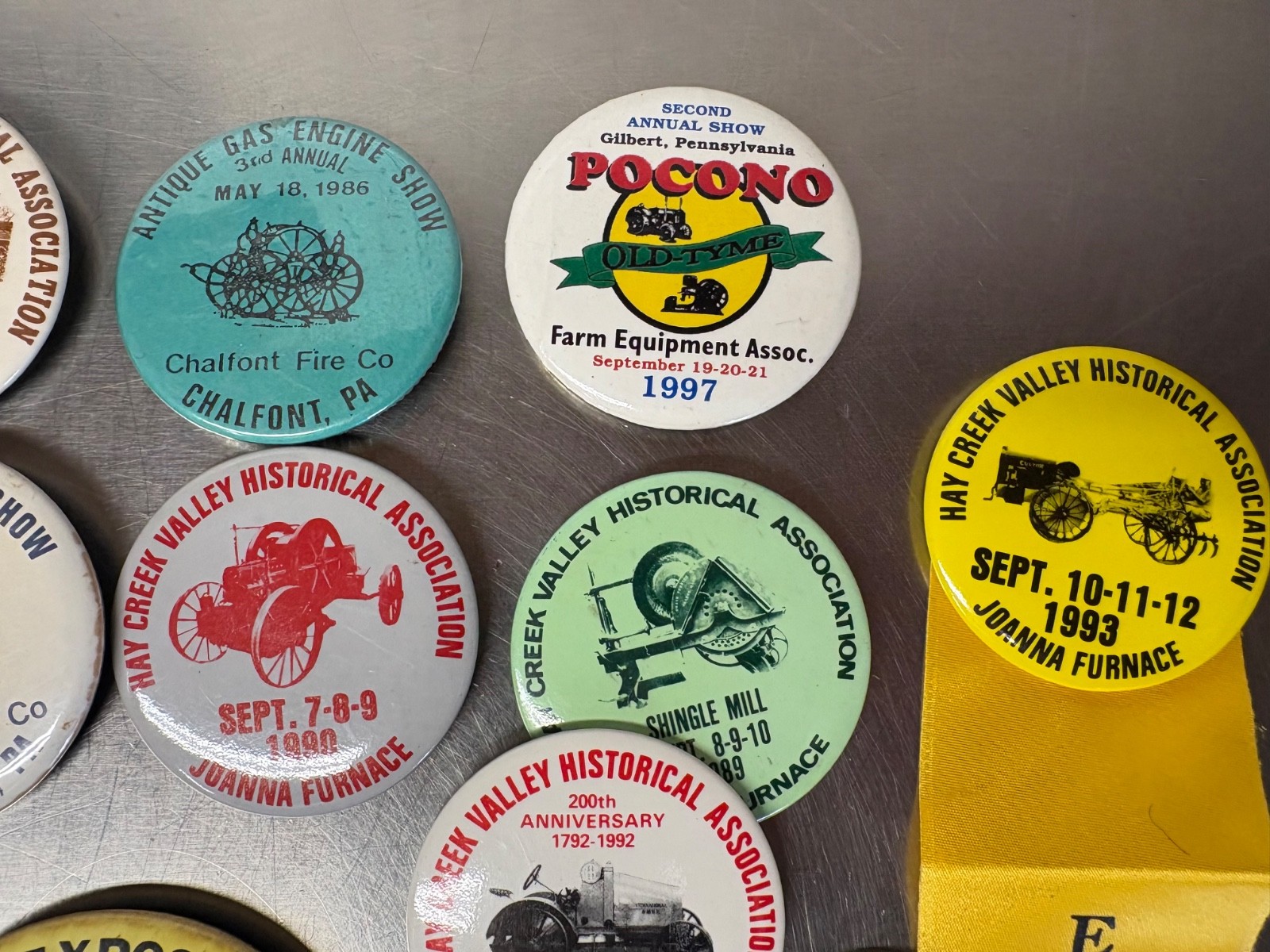 Collection Of Vintage Tractor & Steam Engine Show Pins Steam O Rama Hay Creek