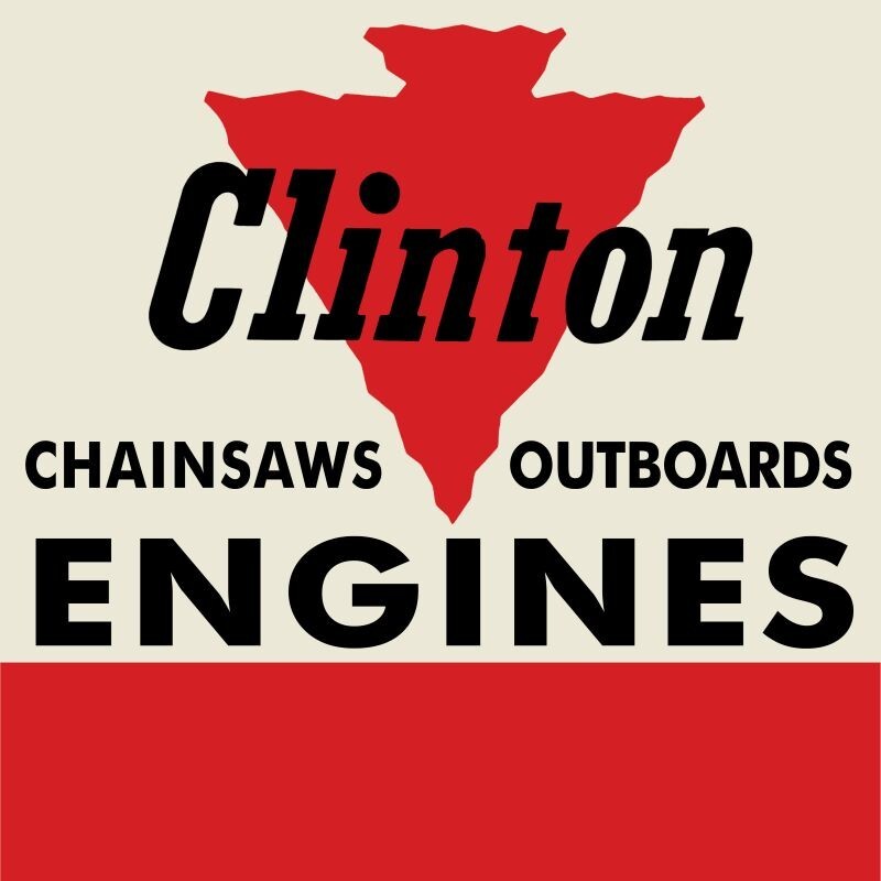 Clinton Engines – Outboard & Chainsaw Sign 28&Prime; Square USA STEEL XL Size