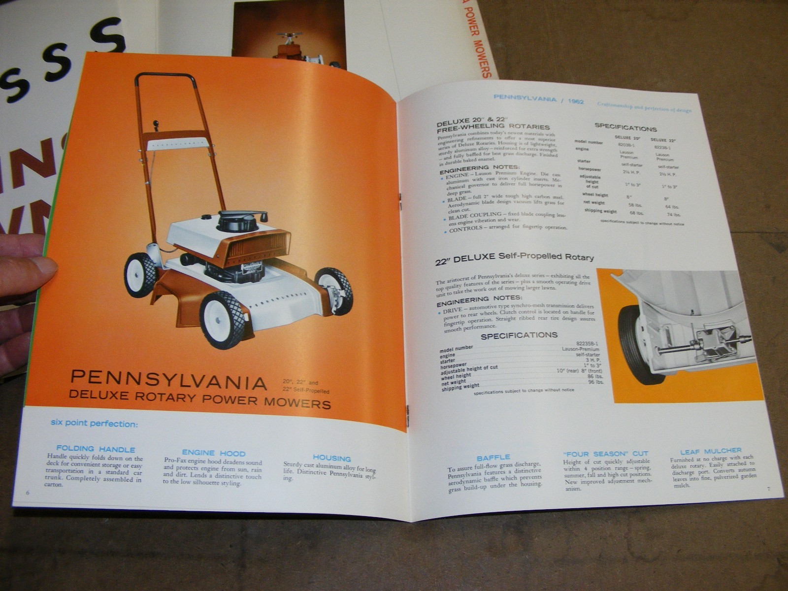 1962 Pennsylvania Mowers Advertising Folder , Sales Broshures Catalog NICE COND