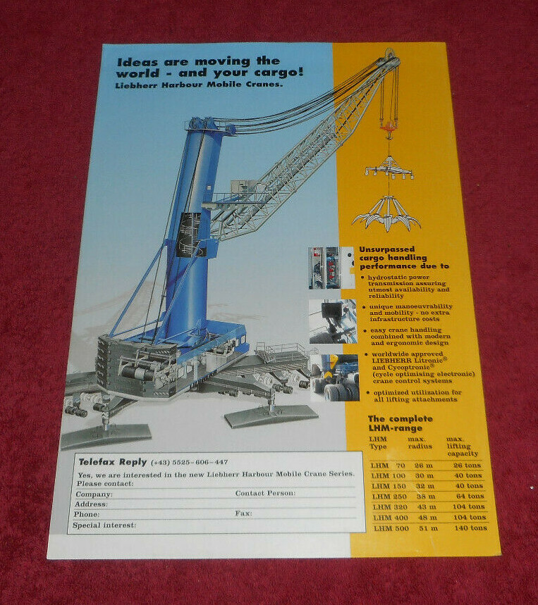 Liebherr Harbor Mobile Cranes LHM Advertisement Sheet