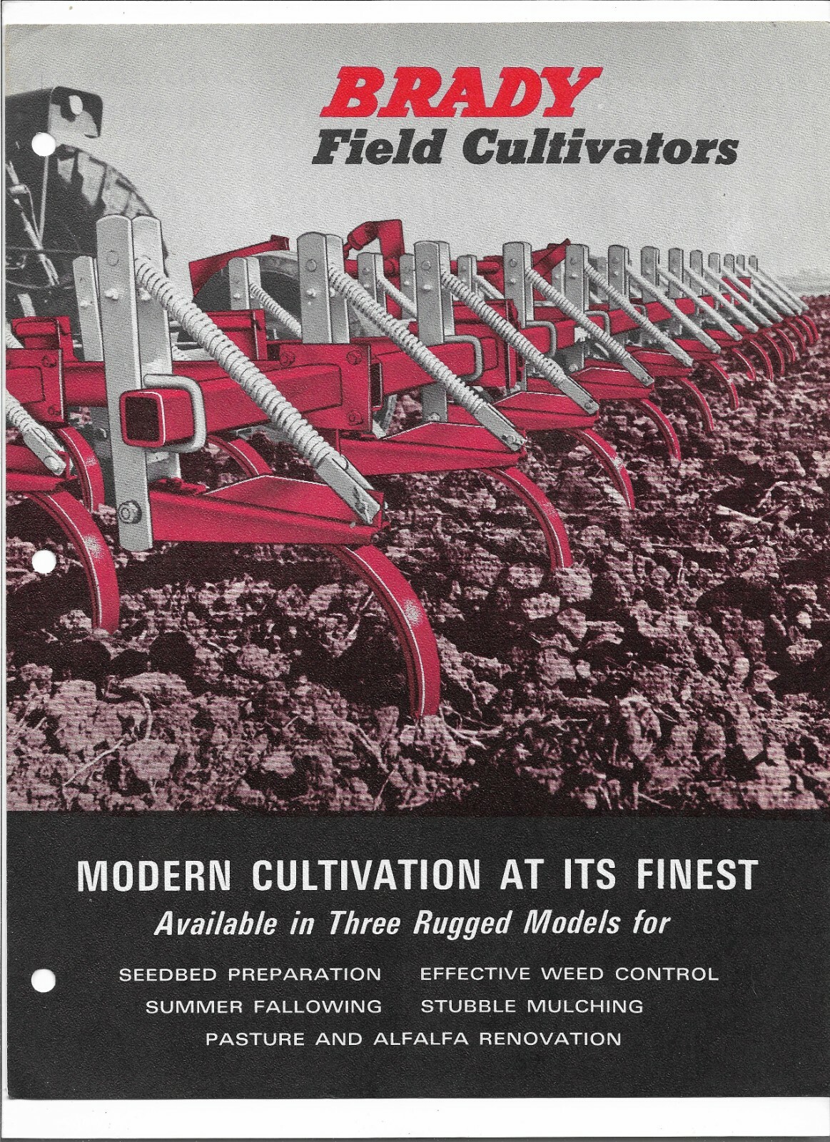 Original OE OEM Brady Models W-26 and W-11 Field Cultivators Sales Brochure