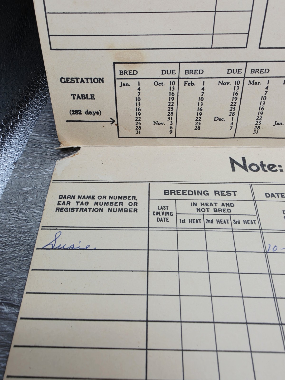 Rare 1957 American Breeders Service Folder Cow Breeding Schedule Advert Filled