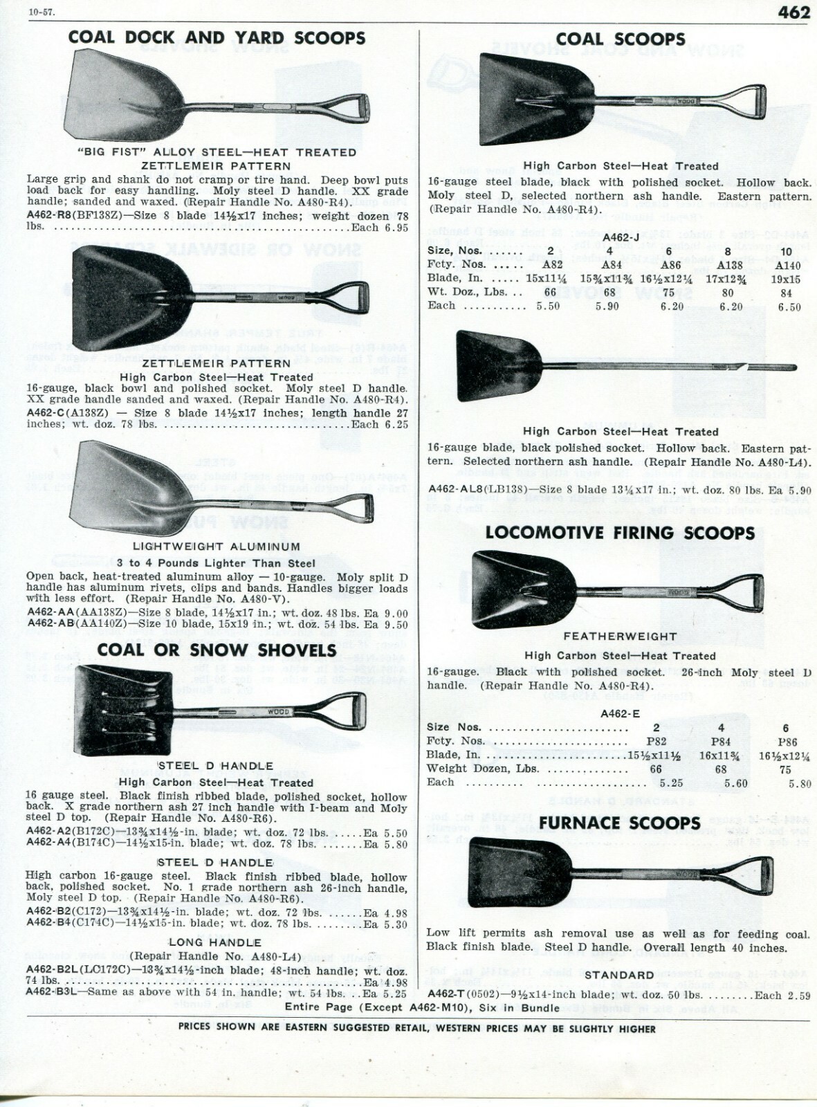 1958 Print Ad of Coal, Dock & Yard Scoops, Snow Shovels, Locomotive Firing Scoop