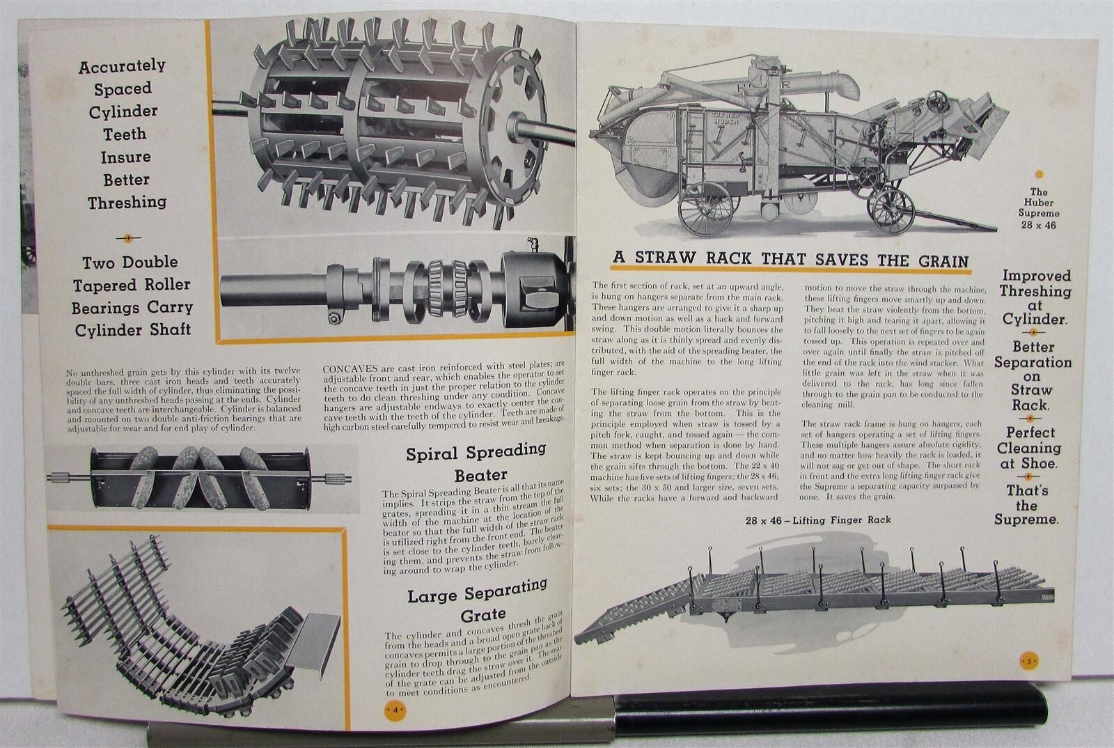 1930s Huber Supreme Threshers Specifications Agriculture Sales Brochure