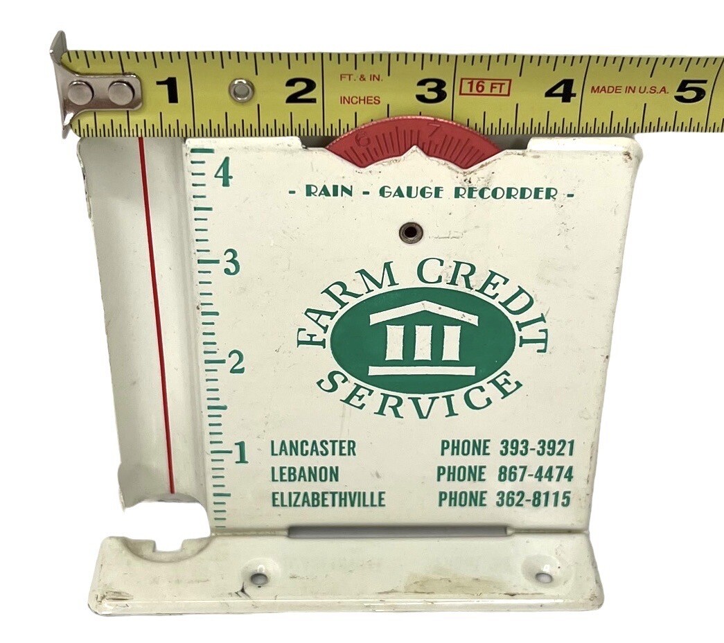 Vtg Farm Credit Service Rain Gauge Recorder Lancaster PA Missing Glass Tube