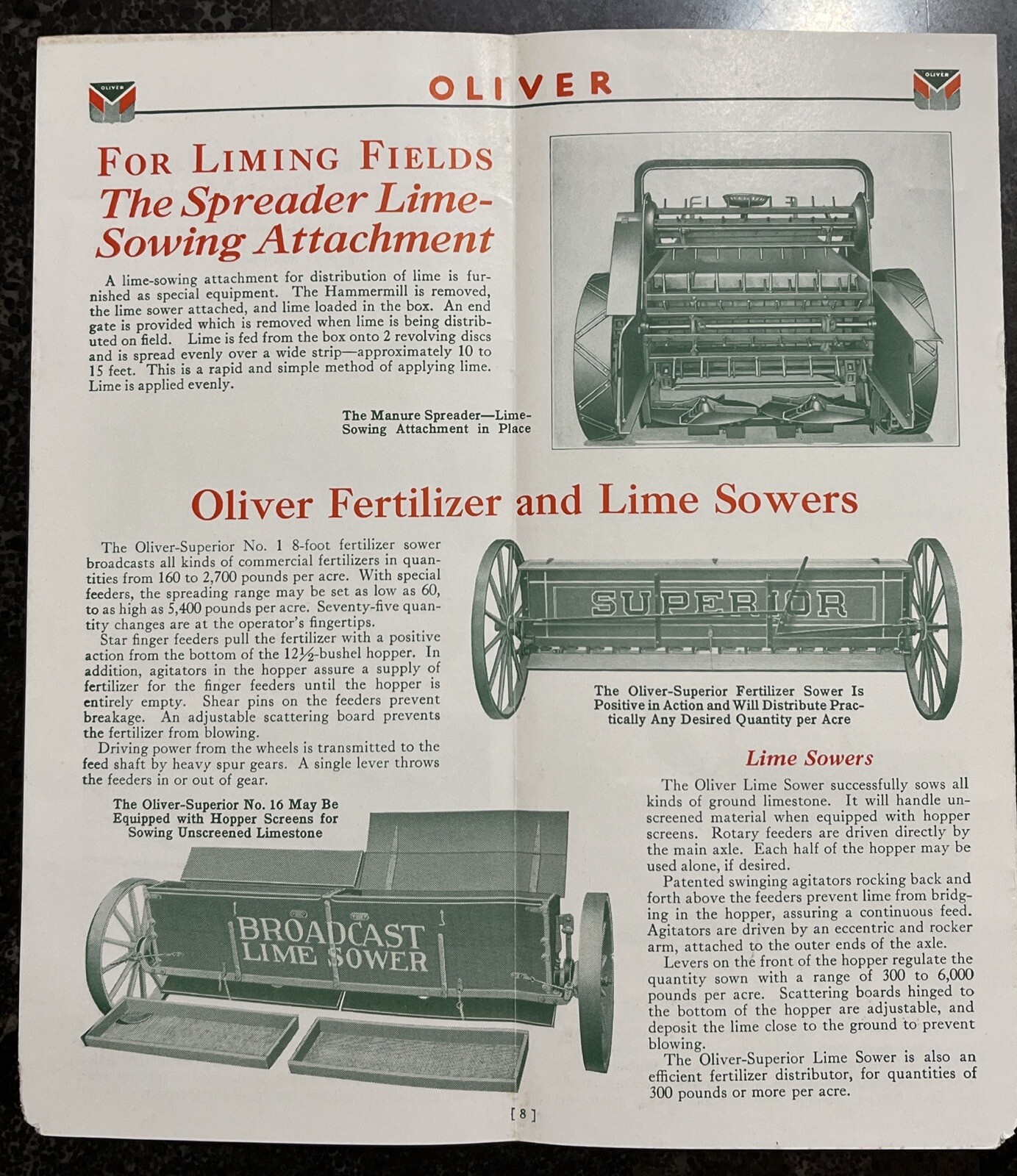 1932 Oliver Superior Spreader Specifications Agricultural Sales Brochure