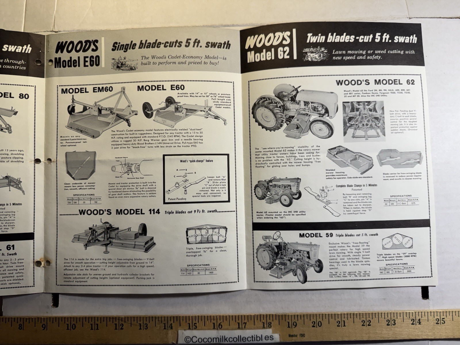 Vintage Wood Brothers MFG CO Wood&rsquo;s Rotary Mowers Sales Brochure Oregon Illinois