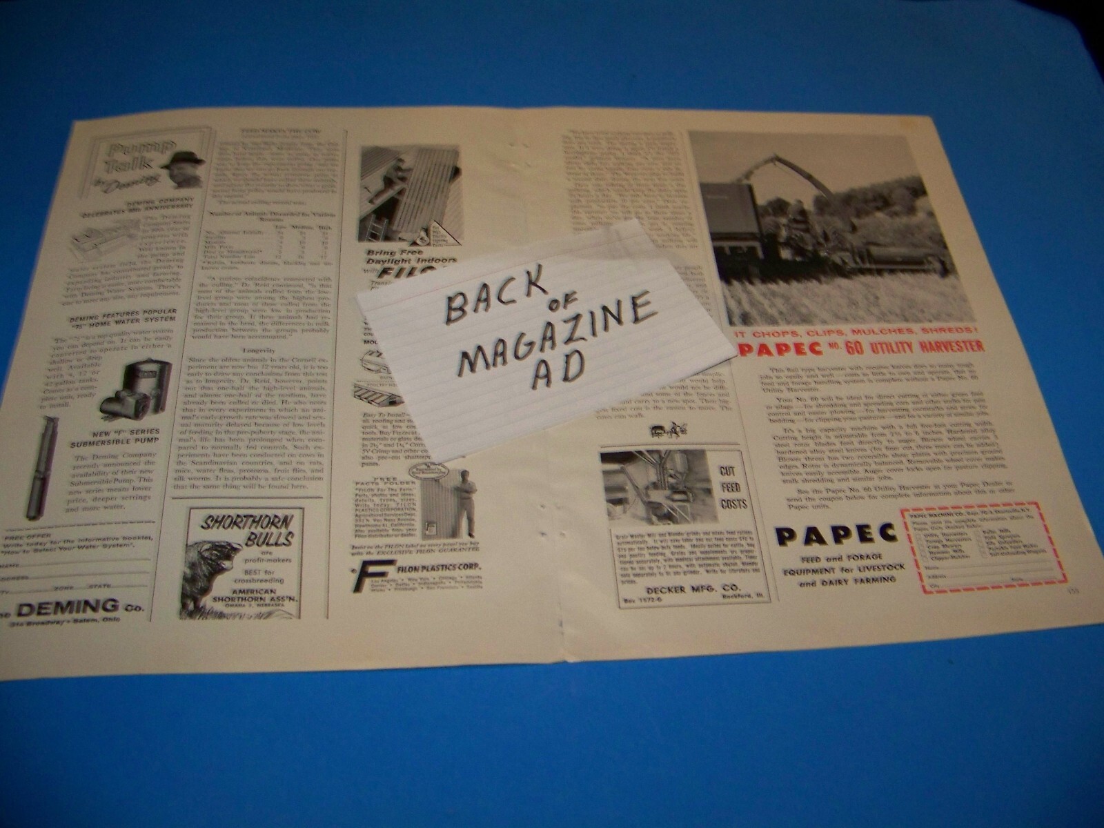 Aureomycin Crumbles Agricultural Print Ad from Magazine Vintage 1960 (Two Page)