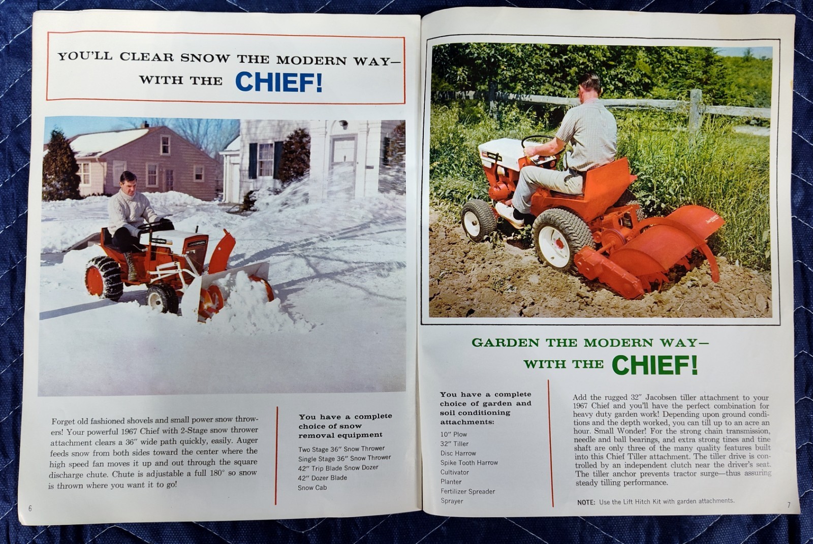 NOS 1967 Jacobsen Chief Tractors Lawn and Garden Brochure Catalogue -8 Pages