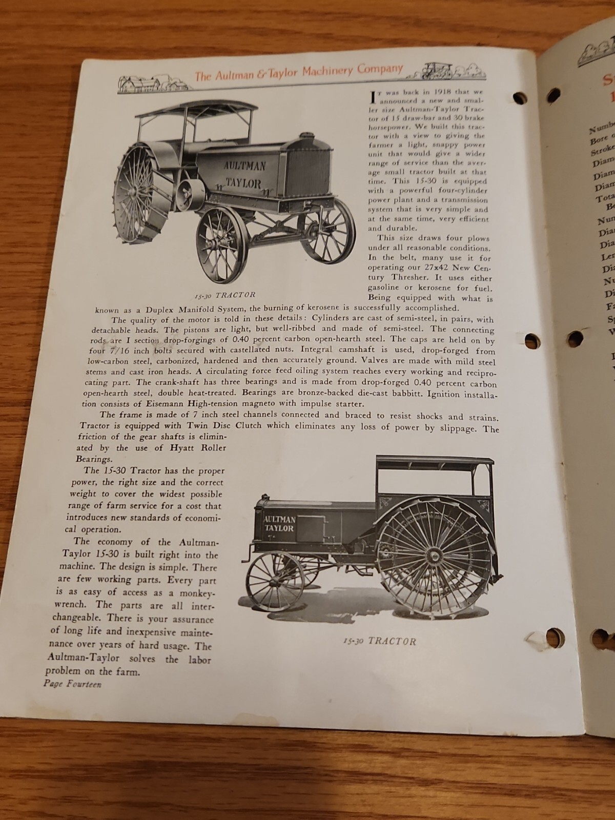 Aultman Taylor Machinery Company Gasoline Kerosene Tractors Catalog