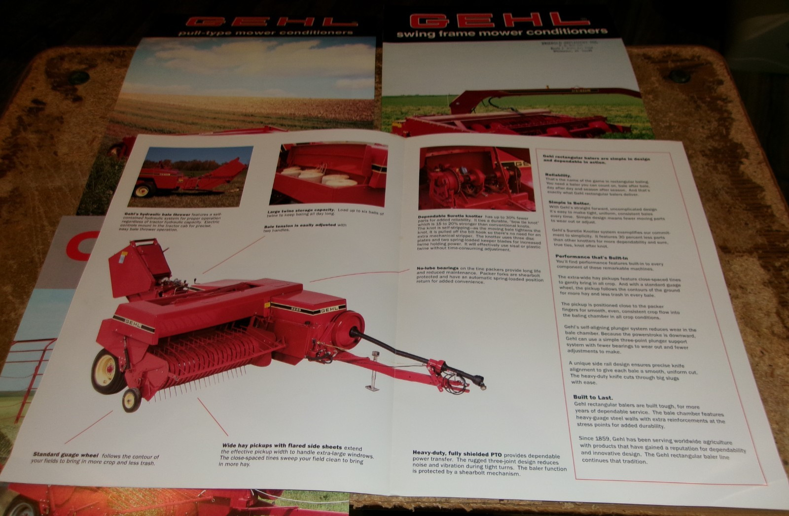 4-lot 1980&rsquo;s-90&rsquo;s gehl mower conditioners/square balers 2 page brochures used